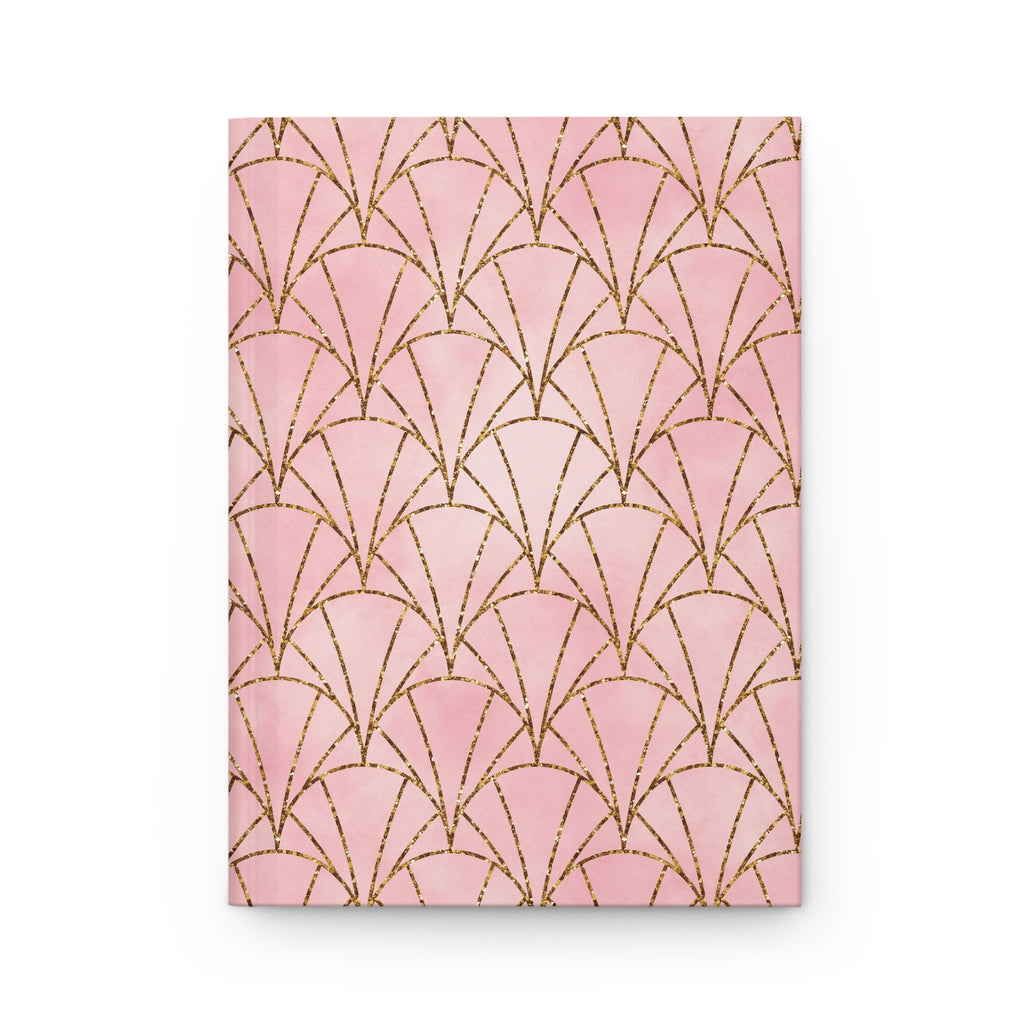 Art Deco Pink and Gold Hardcover Journal — Imperial Geometric Executive Notebook