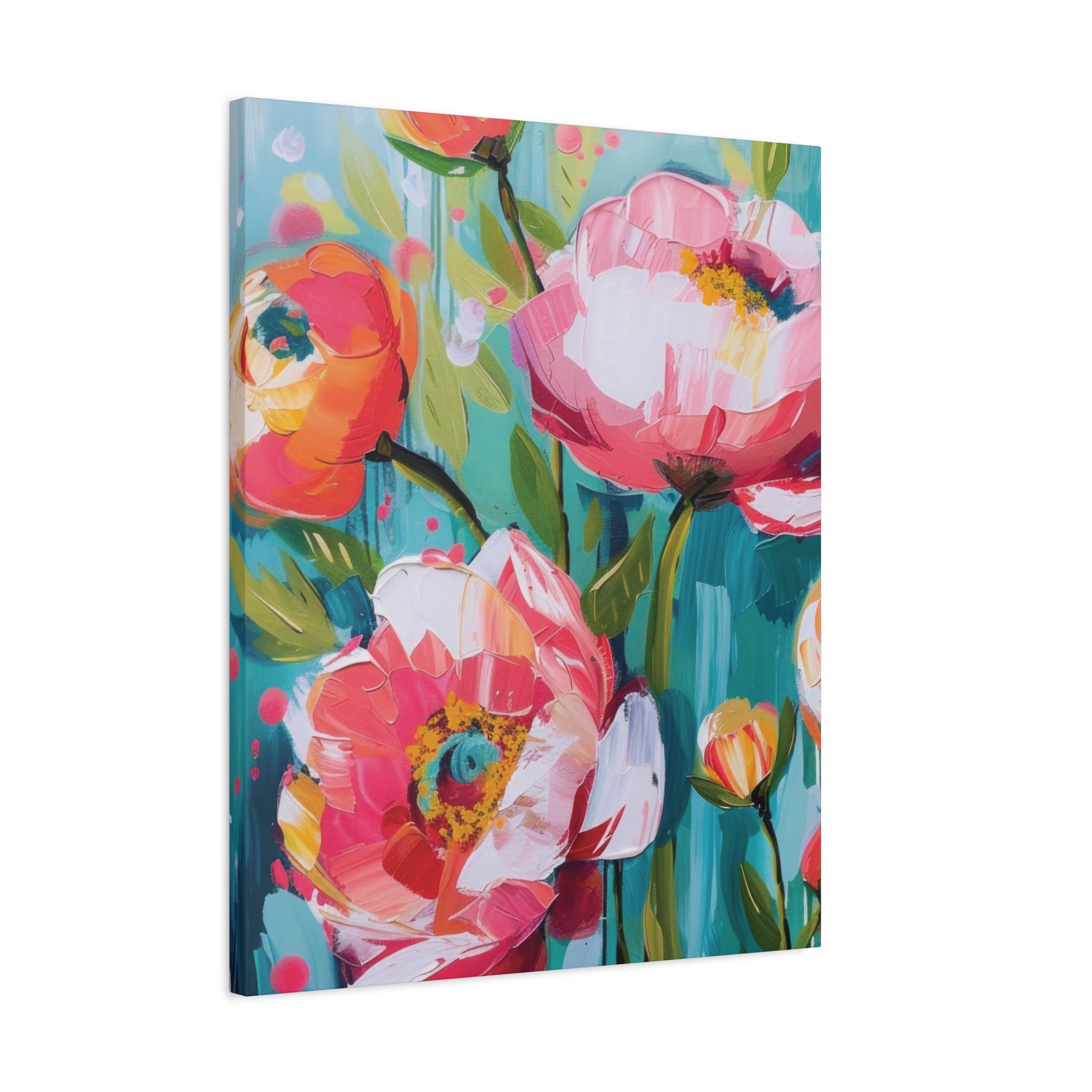 Unique Boho Floral Wall Art Matte Canvas Stretched, Vibrant Botanical Design, Perfect for Living Room, Bedroom, or Office Decor, Adds a Stylish Touch to Any Space - MRSBYVALLE