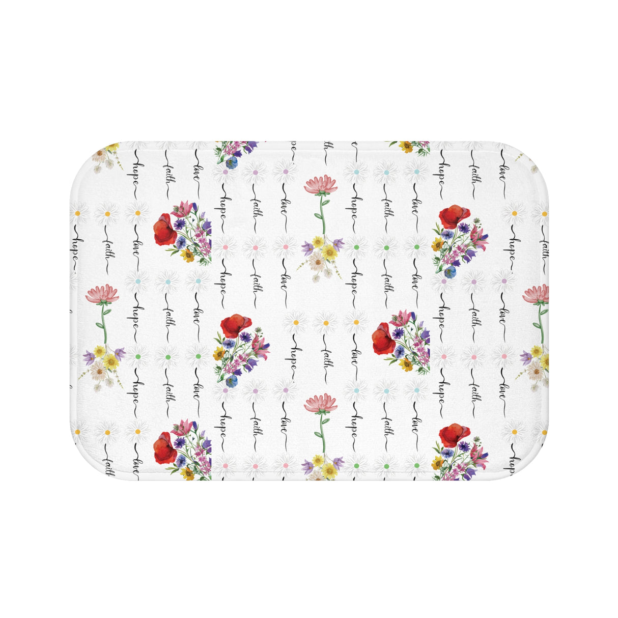 Faith, Love, and Hope Wildflower Bathmat – A Beautiful Blend of Nature’s Charm with Inspiring Words to Uplift Your Spirit and Brighten Your Bathroom