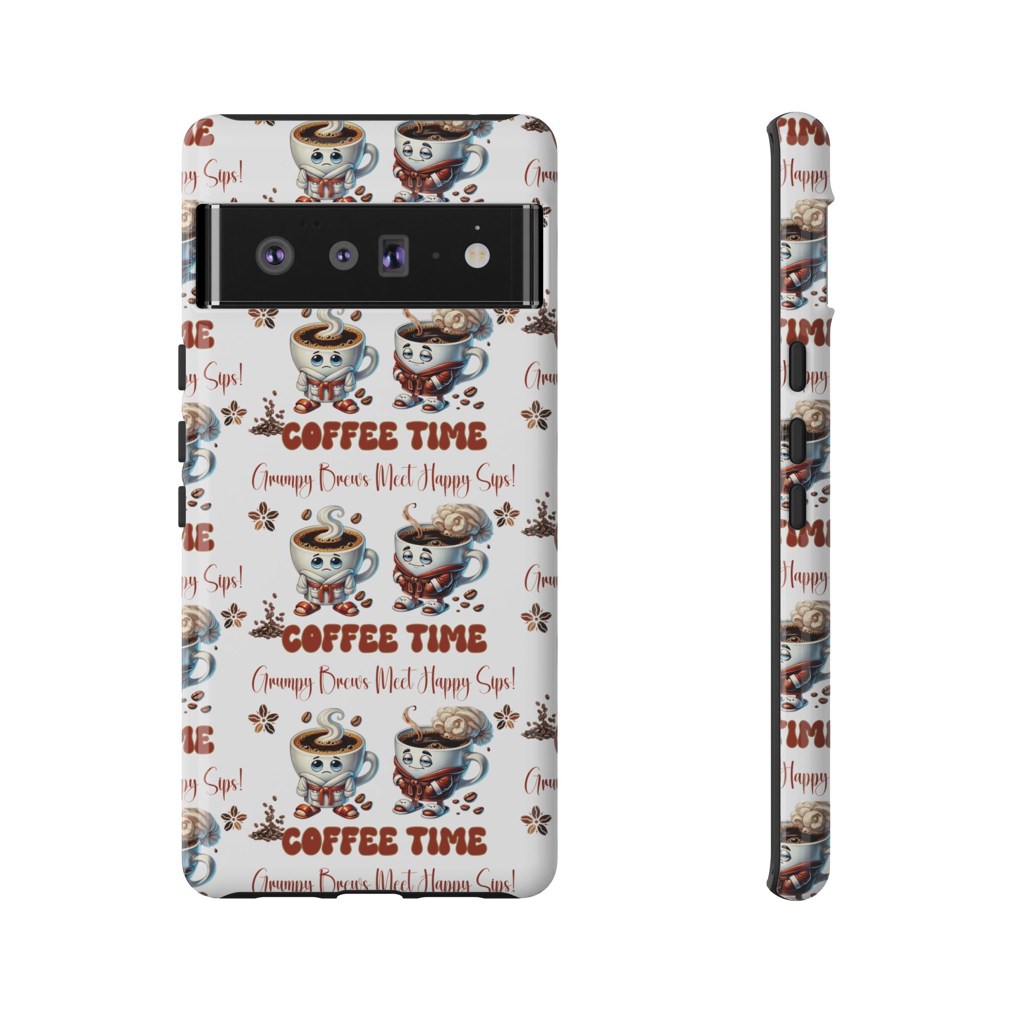 Grumpy Brews Meet Happy Sips Phone Case Compatible with iPhone, Samsung & Pixel | Fun, Durable Protection for Coffee Lovers | Unique Design, Shockproof & Scratch-Resistant Perfect for Coffee Lover - MRSBYVALLE