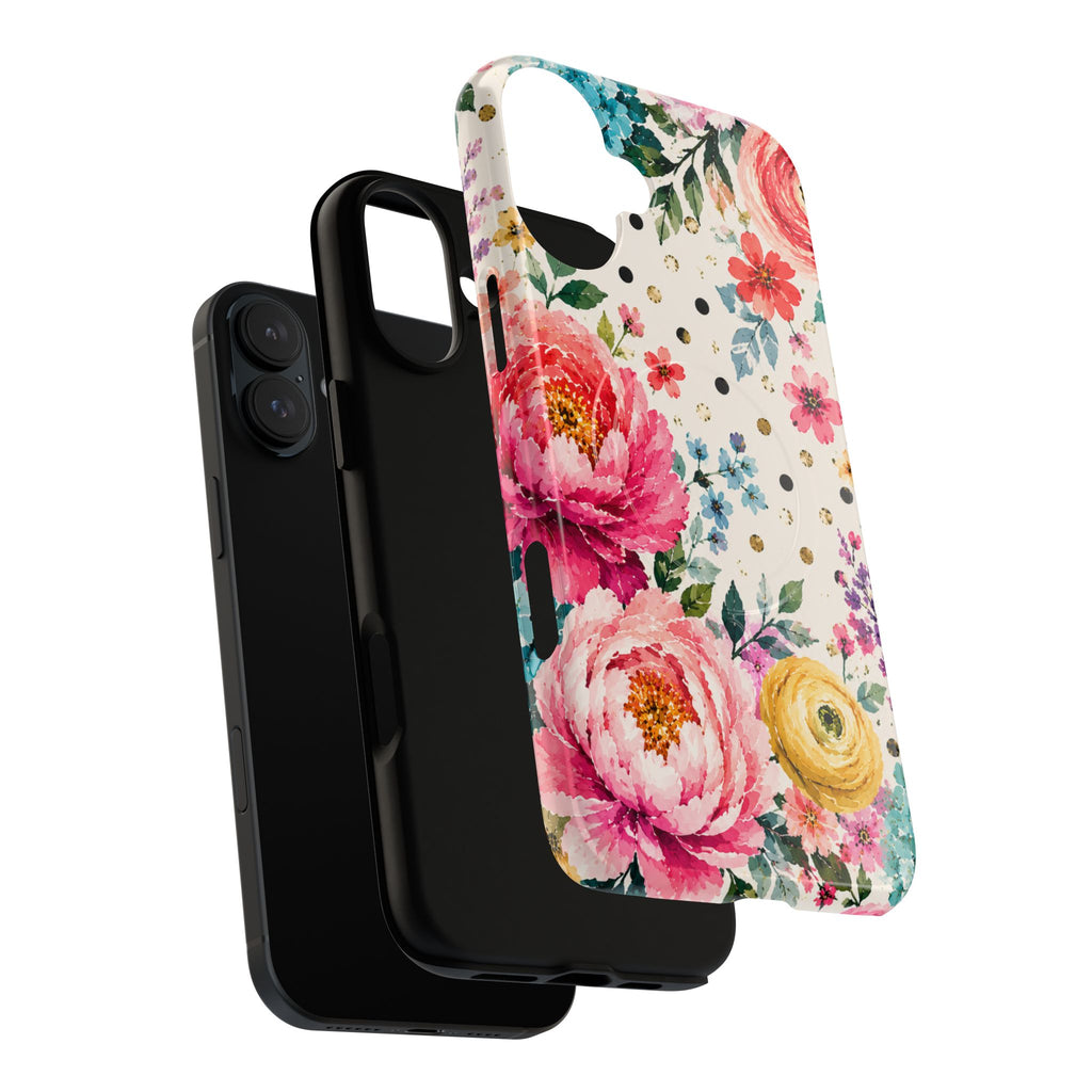 Watercolor Floral Peonies phone case | magnetic slim protective case