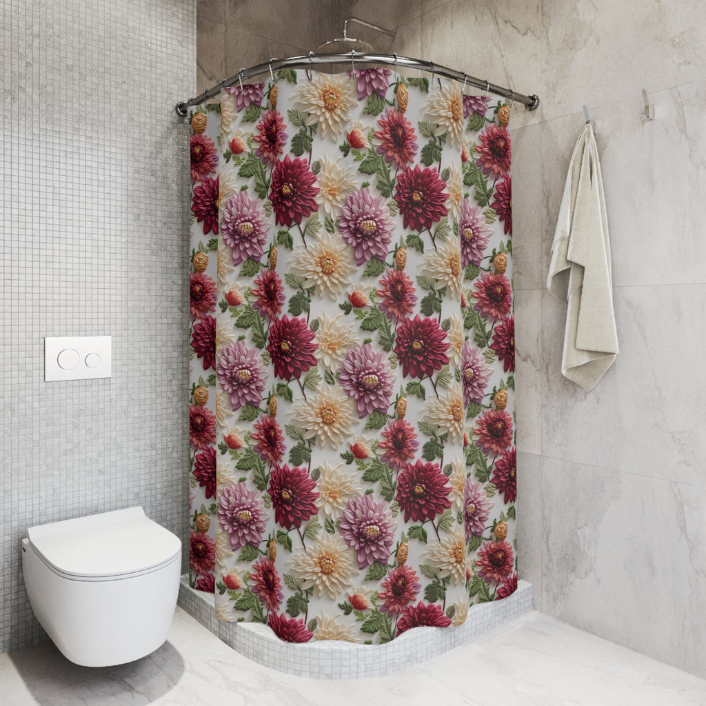 Elegant Fall Floral Shower Curtain | Autumn-Inspired Bathroom Decor High-Quality Fabric | 71x74 Inches | Vibrant Design for a Stylish Upgrade the Bathroom