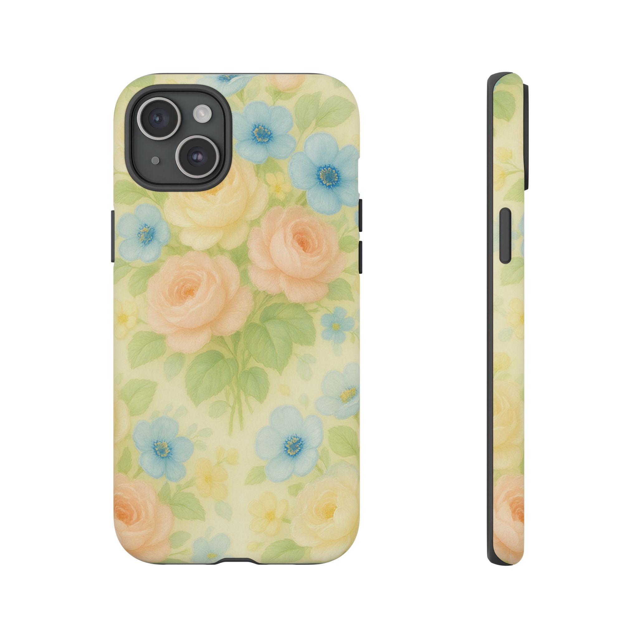 Pastel Yellow Vintage Floral Phone Case  Romantic Cottagecore Aesthetic, Soft Botanical Design, Protective Gift for Her, Fits iPhone & Samsung Models