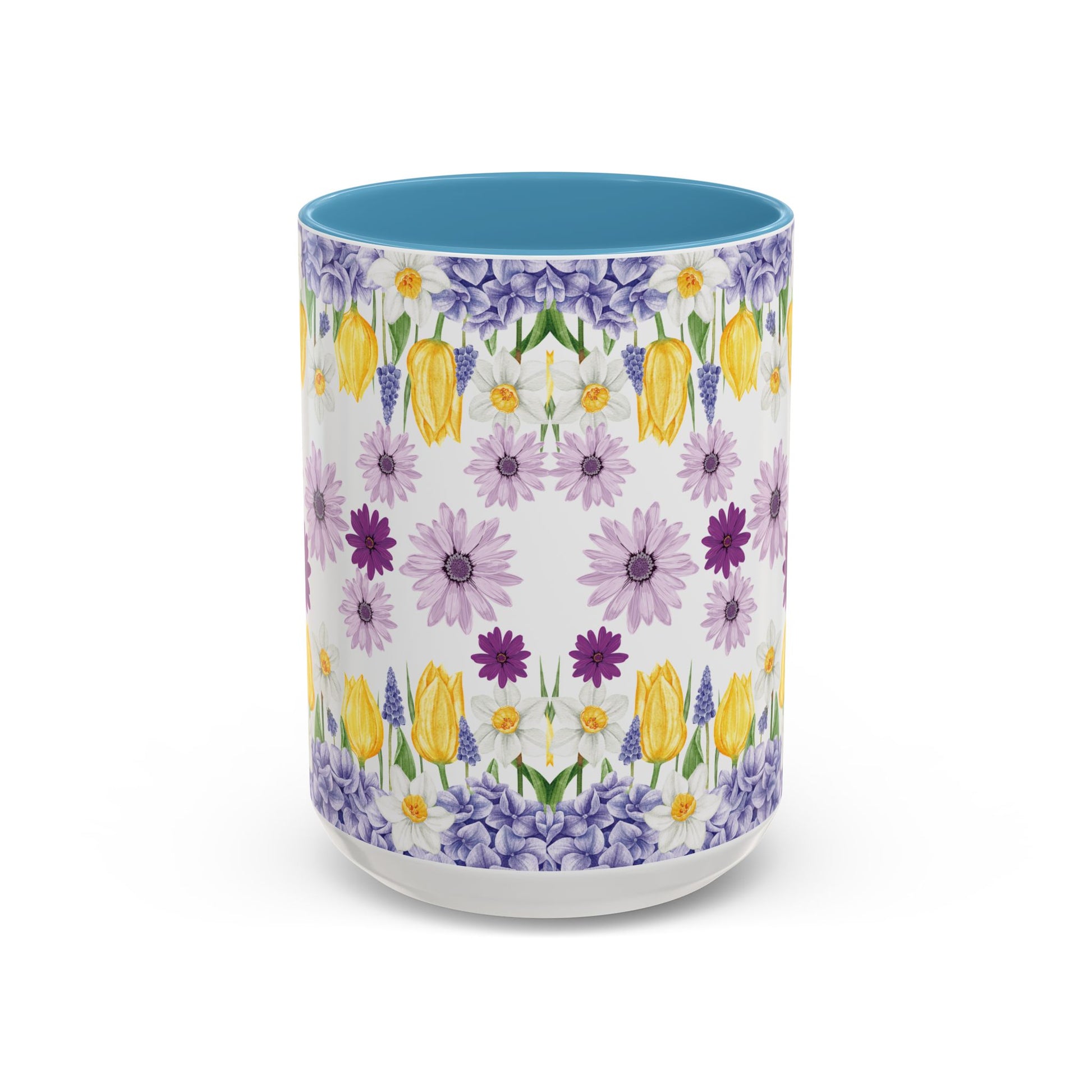 Botanical Floral Mug  Lavender & Yellow Flowers, Ceramic 11oz & 15oz Cup, Ideal Gift for Coffee Lovers, Mother's Day, or Cozy Spring Mornings