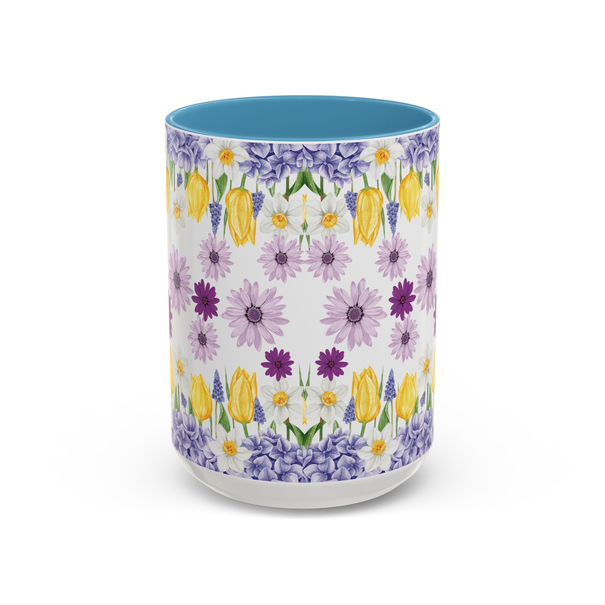 Botanical Floral Mug  Lavender & Yellow Flowers, Ceramic 11oz & 15oz Cup, Ideal Gift for Coffee Lovers, Mother's Day, or Cozy Spring Mornings