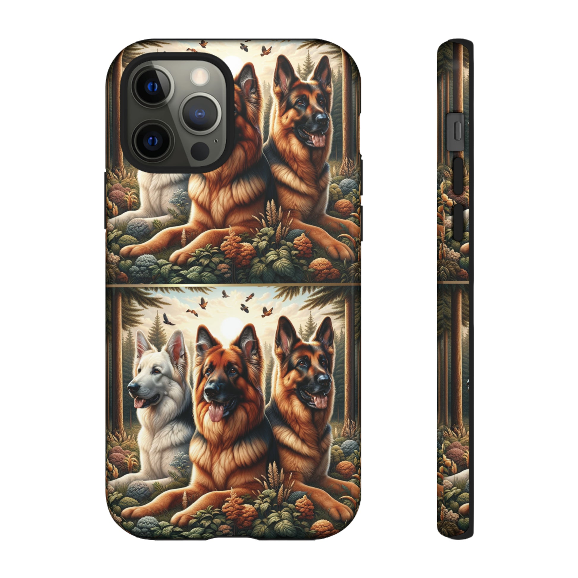 German Shepherd Phone Tough Case Floral Elegant Durable Dog Lover Devices iPhone 15, Samsung iPhone Samsung Accessory Gift for Her.