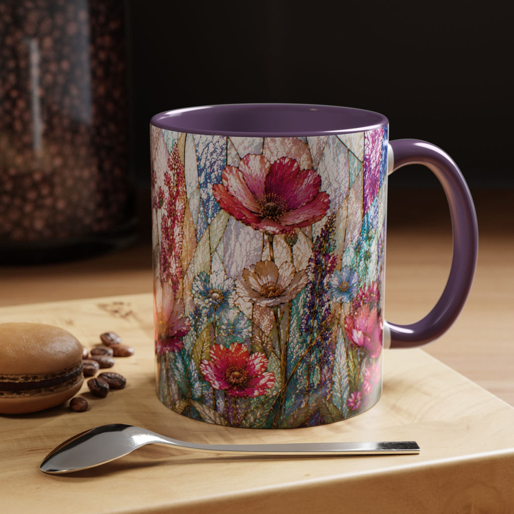 Wildflower Watercolor Coffee Mug Vibrant Wildflower Accent 11/15oz Stain Glass Illusion