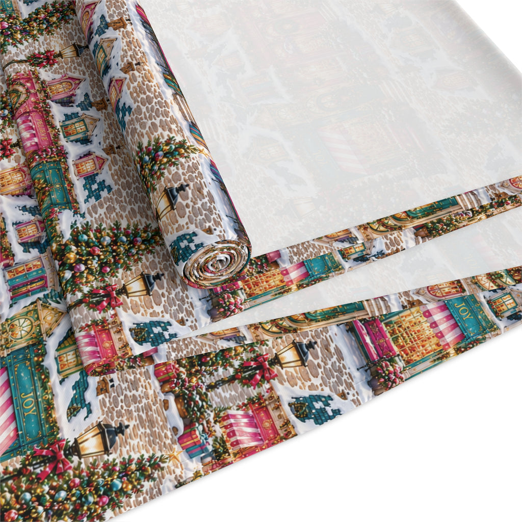 Vintage Christmas Village Table Runner Holiday Perfect Runner Village Scene Cottage