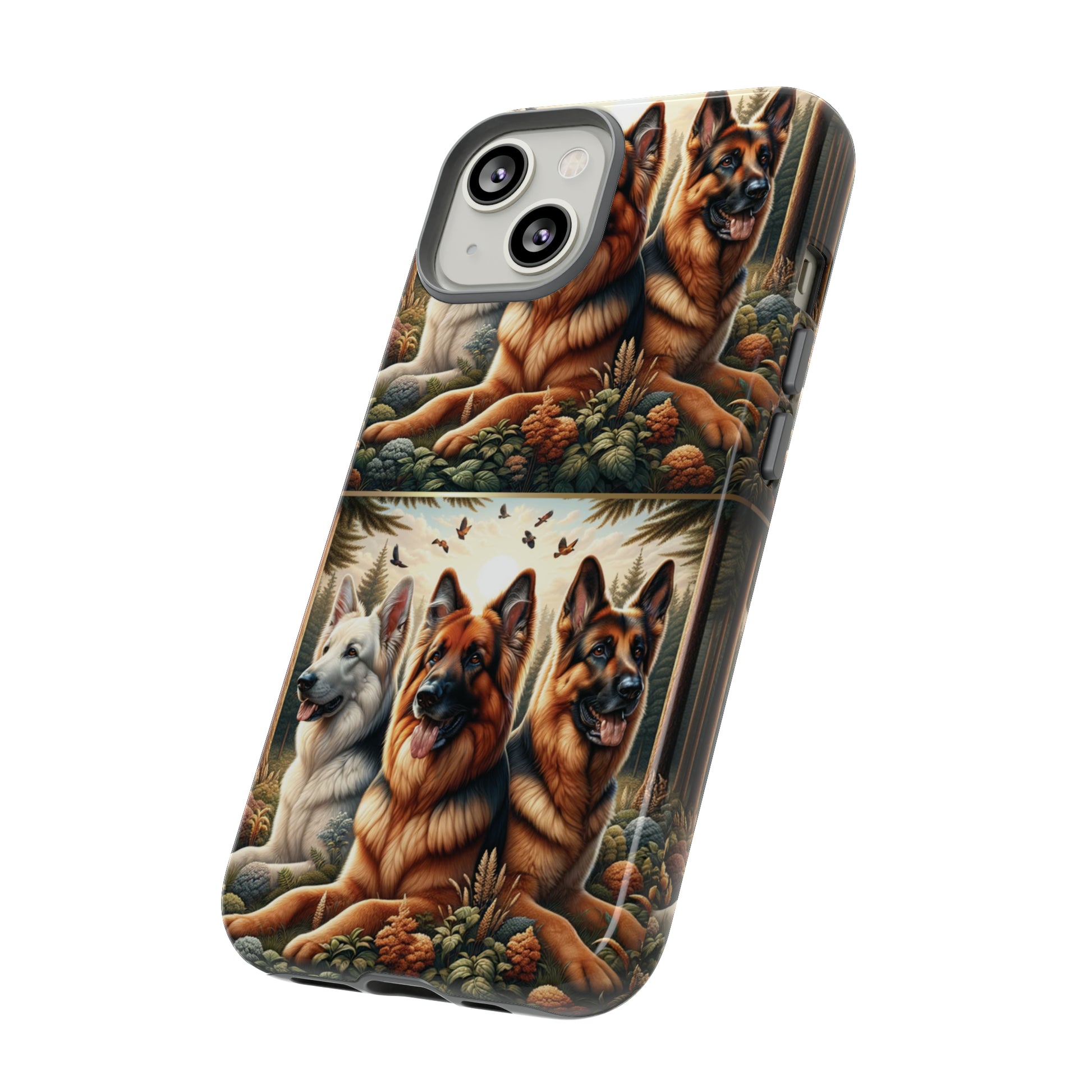 German Shepherd Phone Tough Case Floral Elegant Durable Dog Lover Devices iPhone 15, Samsung iPhone Samsung Accessory Gift for Her.