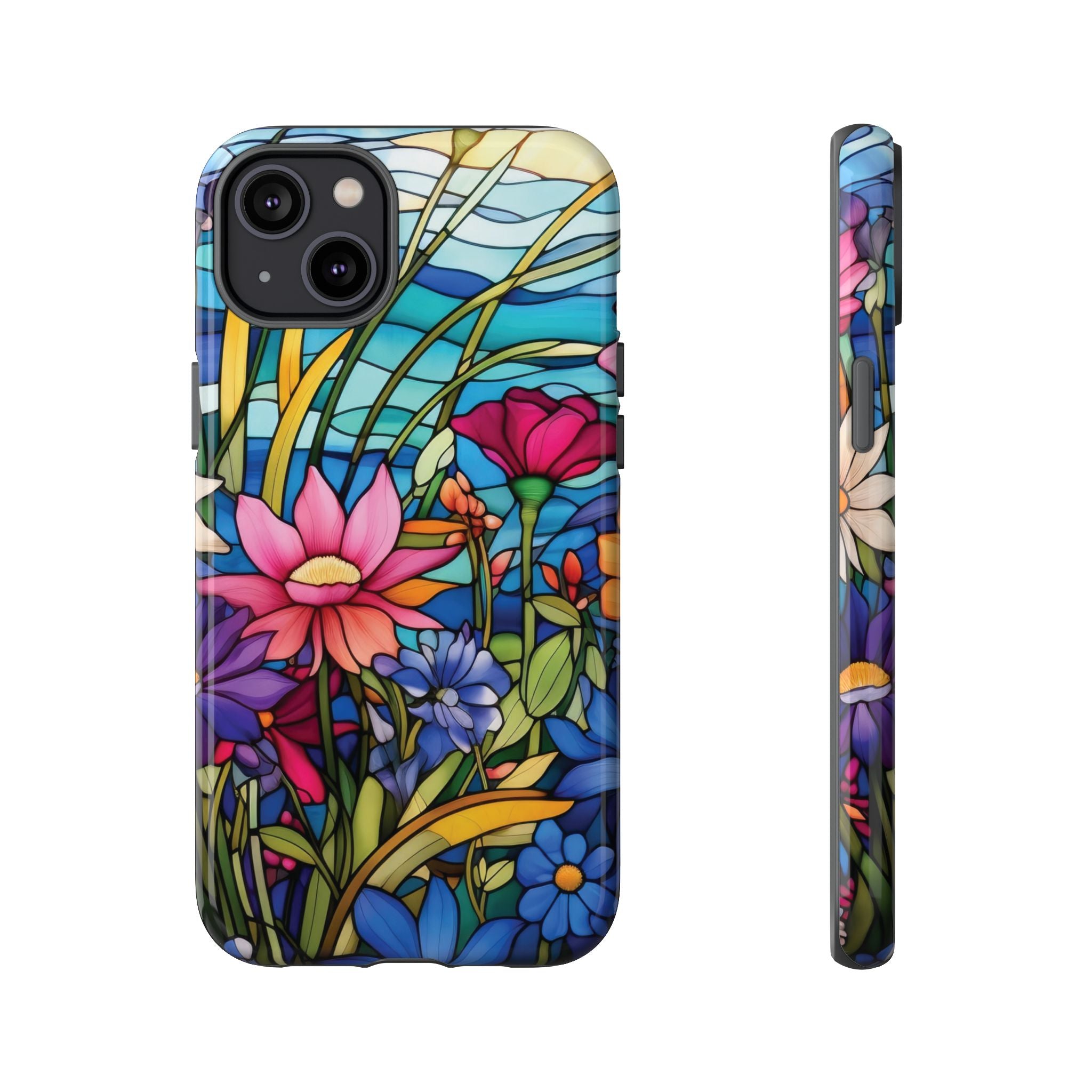 Wildflowers Stain Glass Illusion Phone Case Unique Holiday Protection for Your Device | Stylish & Durable Cover Gift for Her Phone 15, Samsung iPhone Samsung Accessory Gift for Her