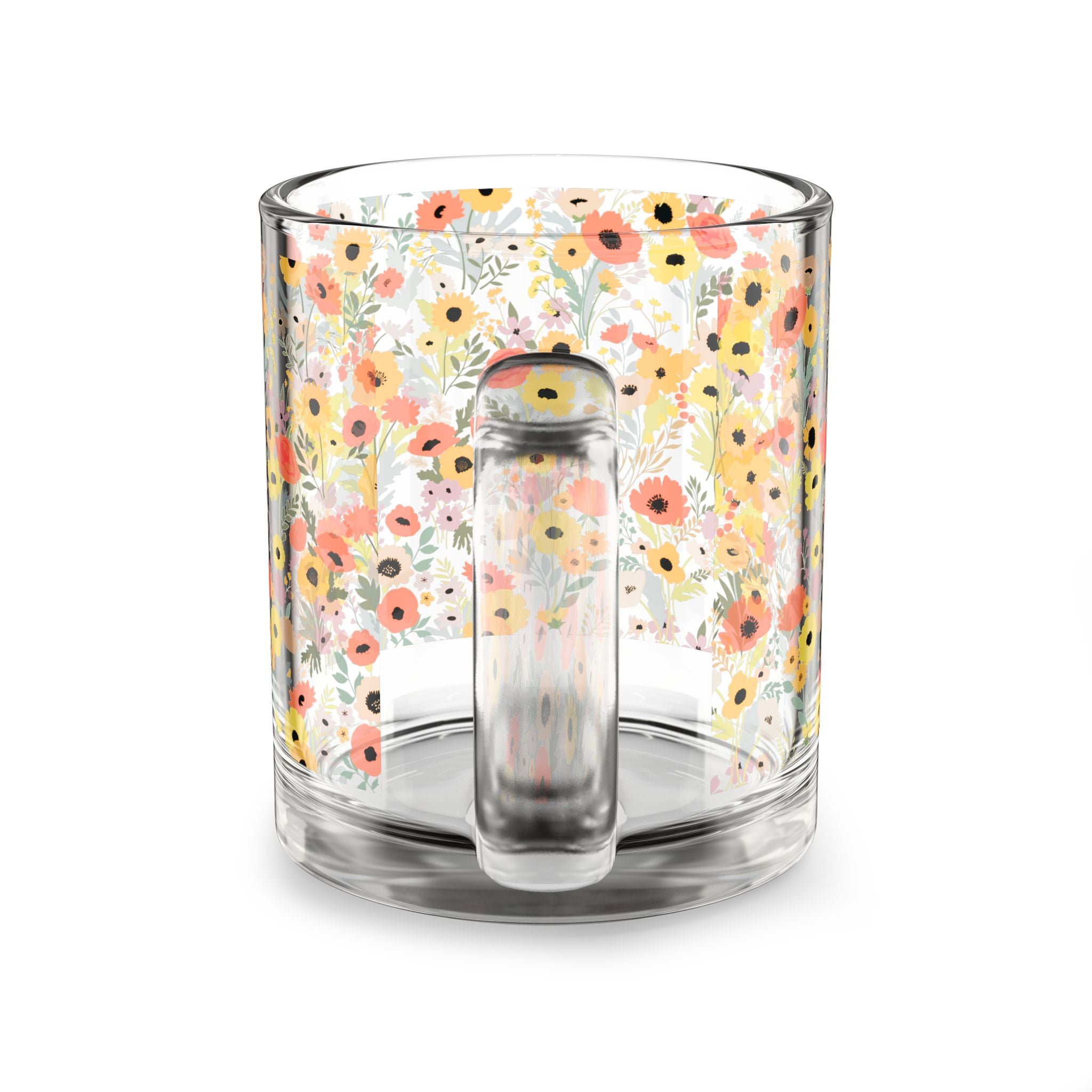 Retro Vintage Floral Glass Mug | 10oz Floral Coffee Cup Mom, Birthday Tea