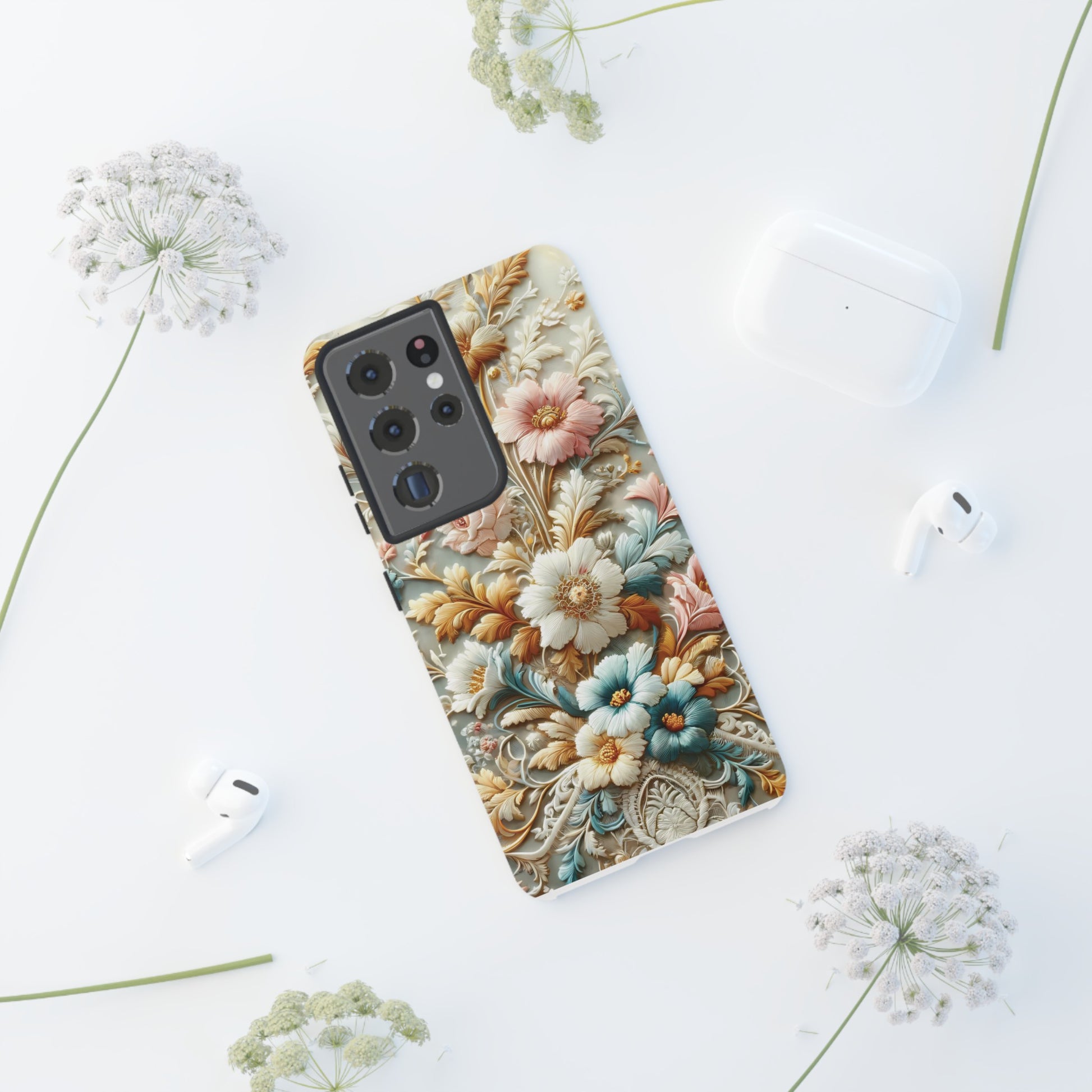 3D Elegant Faux Flowers Phone Case Stylish & Durable for iPhone Samsung Gift iPhone 15, 14, 13 Samsung Pixel Gift for Mom Accessory Gift for Her