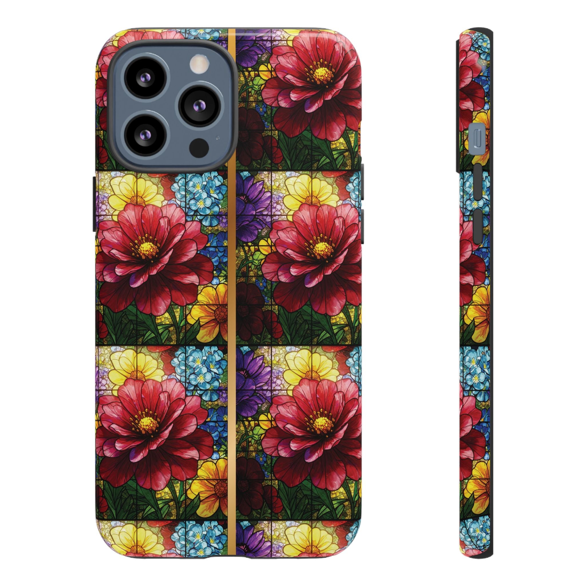 Stained Glass Illusion Floral Phone Case  3D Colorful Flower Design, Protective Christian Gift, Fits iPhone, Samsung, Google Pixel