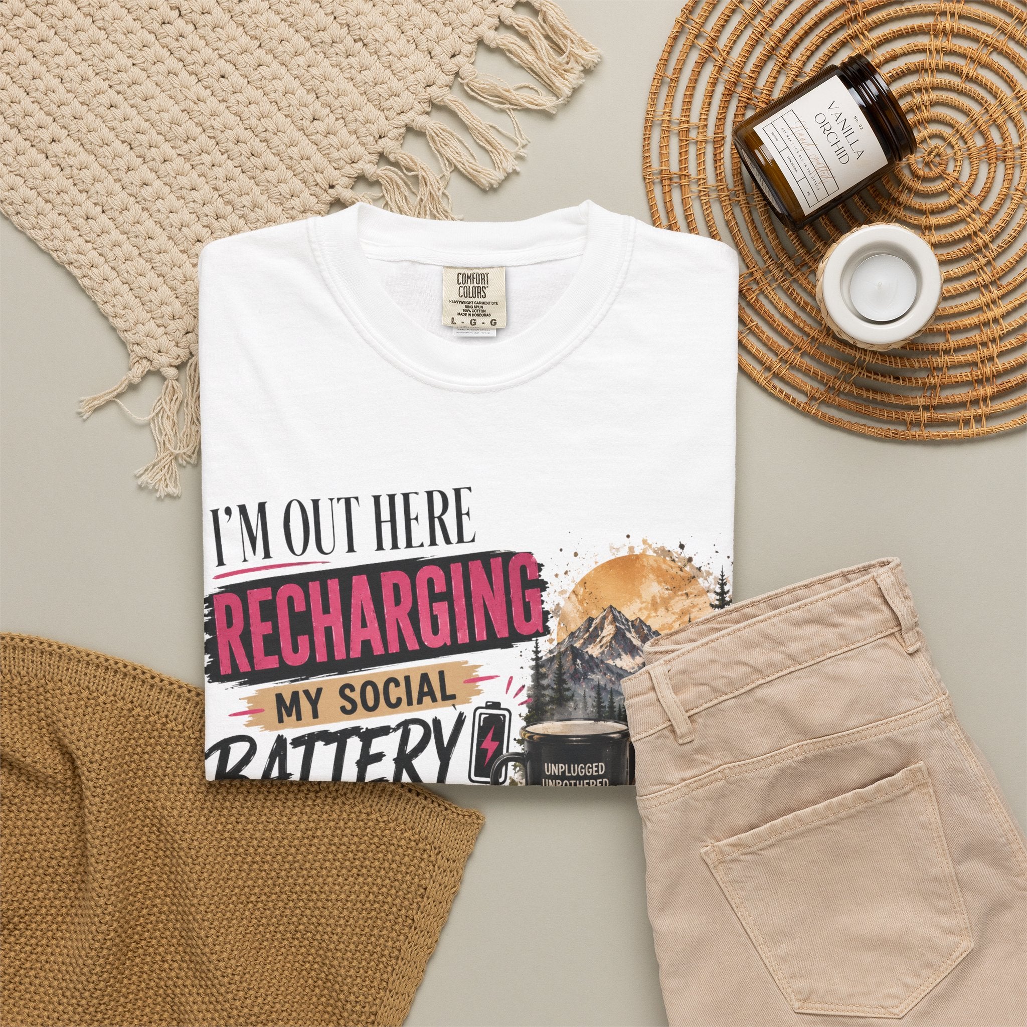 Recharging My Social Battery T-Shirt — Do Not Disturb Camping Graphic Tee
