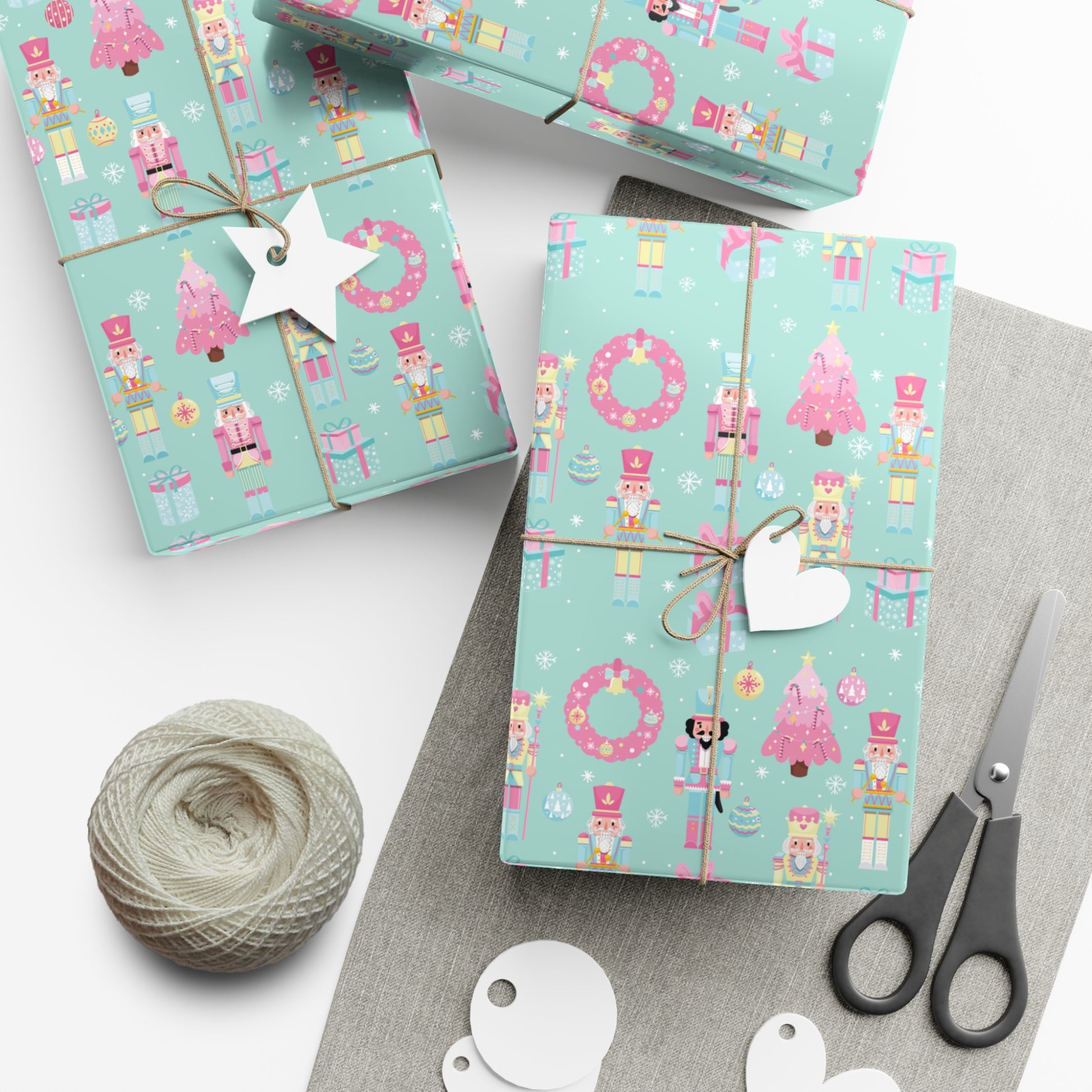 Pink and Pastel Green Christmas Nutcrackers Wrapping Paper | Vibrant Seasonal Blooms | Perfect for Thanksgiving, Birthdays, Special Occasions | Premium Quality Gifts Moms - MRSBYVALLE
