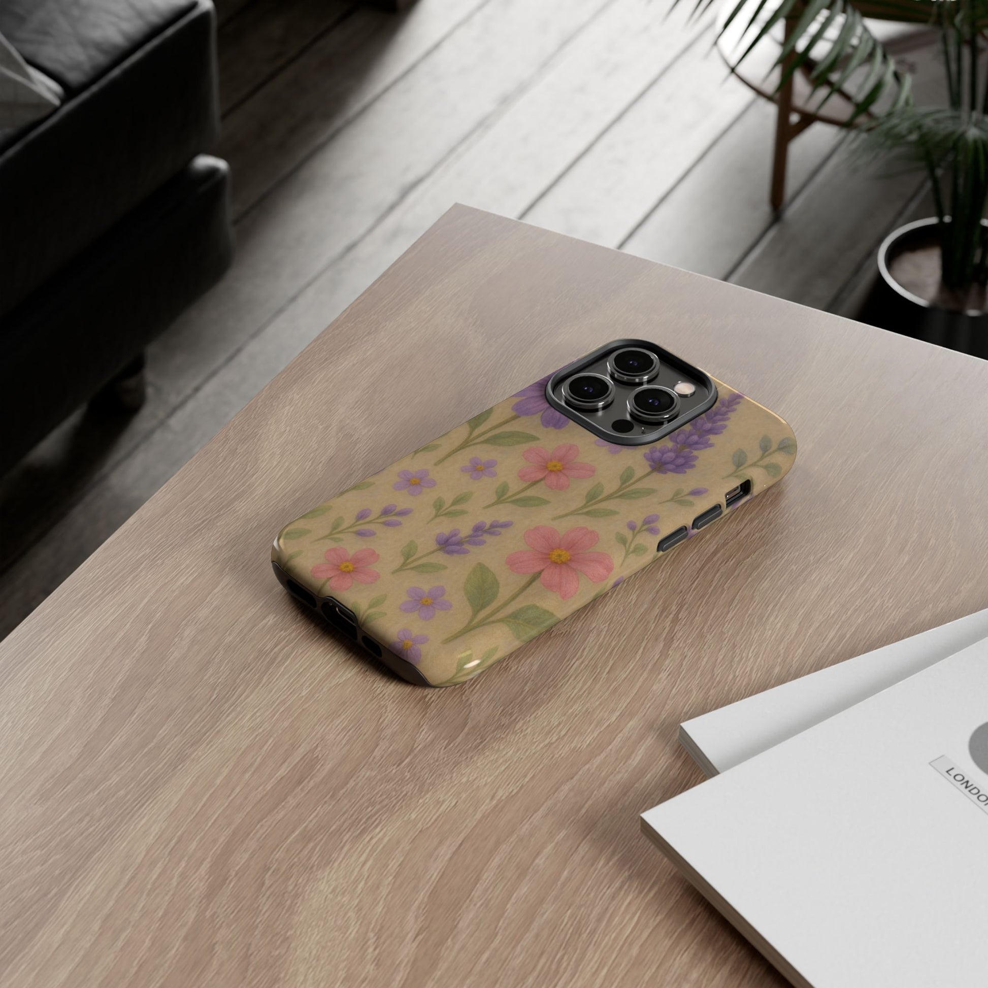 3D Illusion Wildflower Phone Case Cute Pastel Floral Design in Lavender, Pink, Mint Green – Aesthetic Protective Case for iPhone and  Android