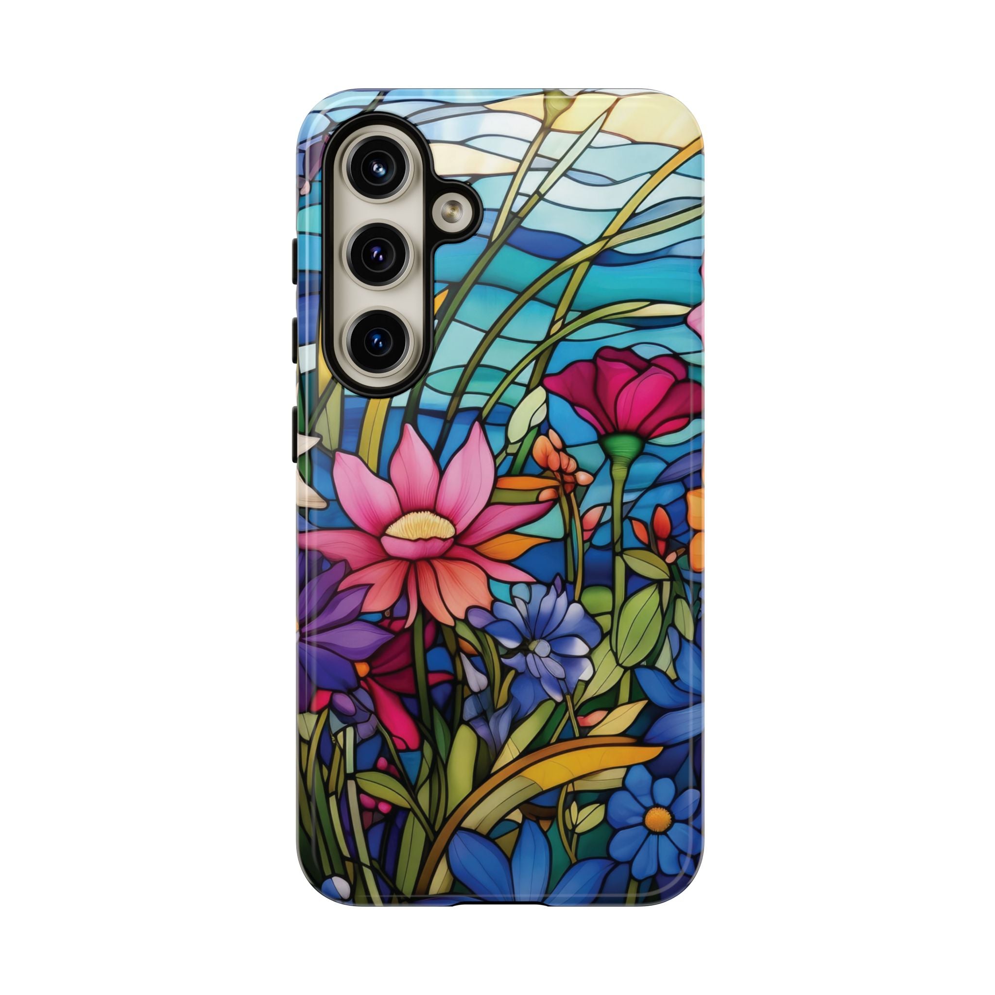 Wildflowers Stain Glass Illusion Phone Case Unique Holiday Protection for Your Device | Stylish & Durable Cover Gift for Her Phone 15, Samsung iPhone Samsung Accessory Gift for Her