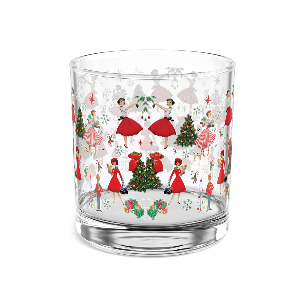 Glass Vintage Christmas Rocks Glass, 10oz  Festive Holiday Drinkware with Classic Design, Perfect for Cocktails and Spirits, Ideal Gift for Christmas Celebrations and Home Décor - MRSBYVALLE