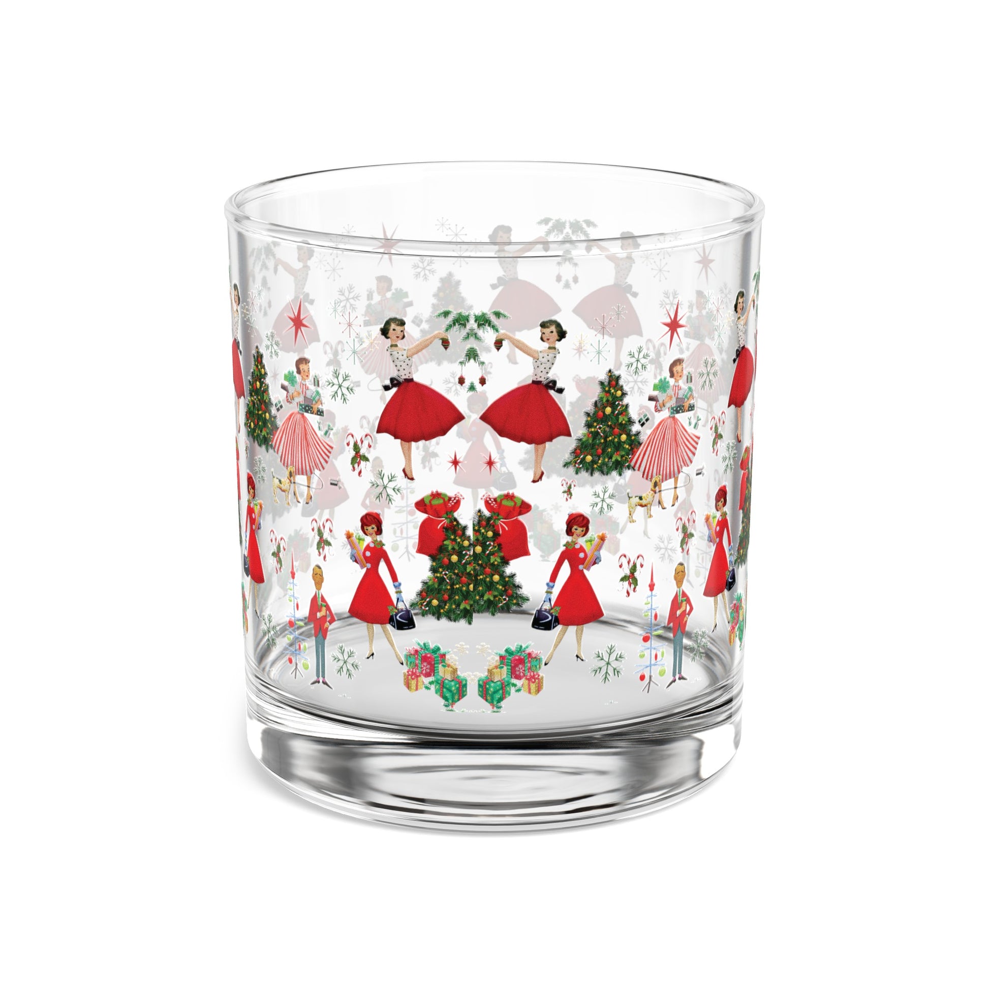 Glass Vintage Christmas Rocks Glass, 10oz  Festive Holiday Drinkware with Classic Design, Perfect for Cocktails and Spirits, Ideal Gift for Christmas Celebrations and Home Décor - MRSBYVALLE