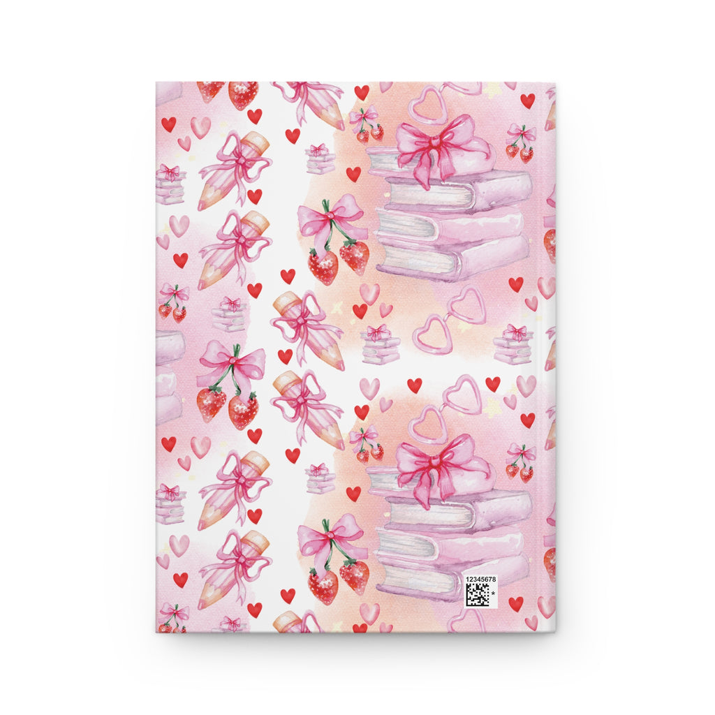 Romantic Pink Books and Bows One Day at a Time Hardcover Journal Perfect for Writers