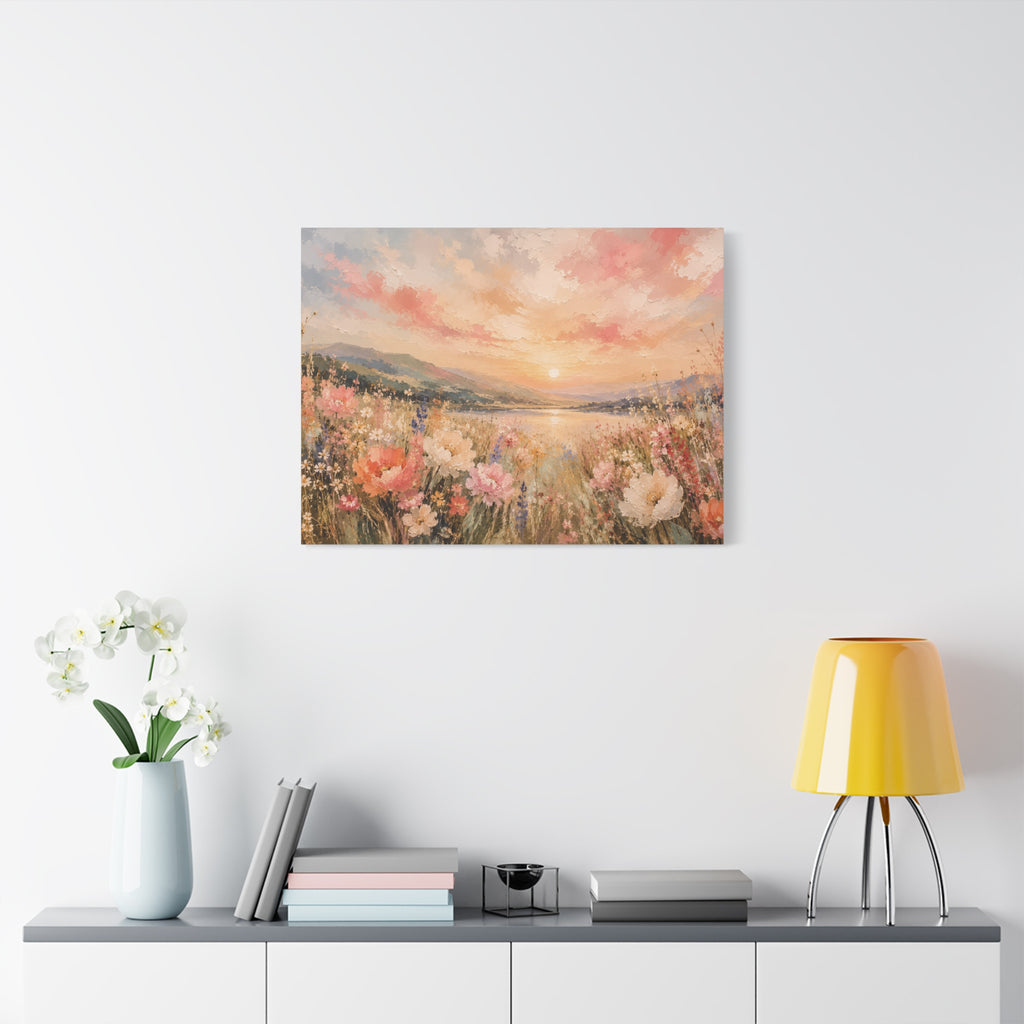 Where Heaven Meets the Meadow Luxury Wildflower Landscape Canvas Wall Art Large Modern Floral Meadow Painting for Living Room  Bedroom Decor
