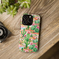 Pink and Mint Green Cactus Phone Case - Tough, Stylish Cover with Cactus Flowers | Durable Protection for iPhone & Android | Fresh Nature-Inspired Design!