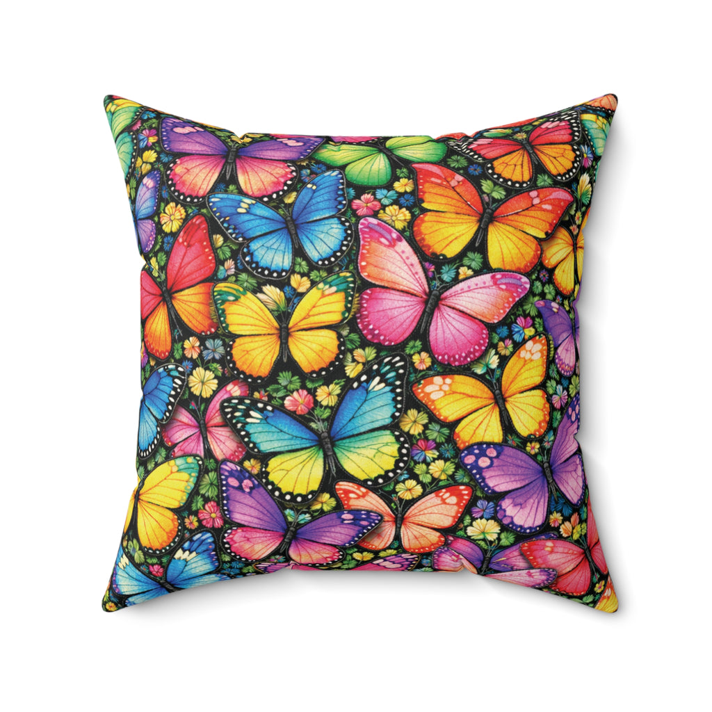 Bright Beautiful Butterflies Square Pillow Spring Office Throw