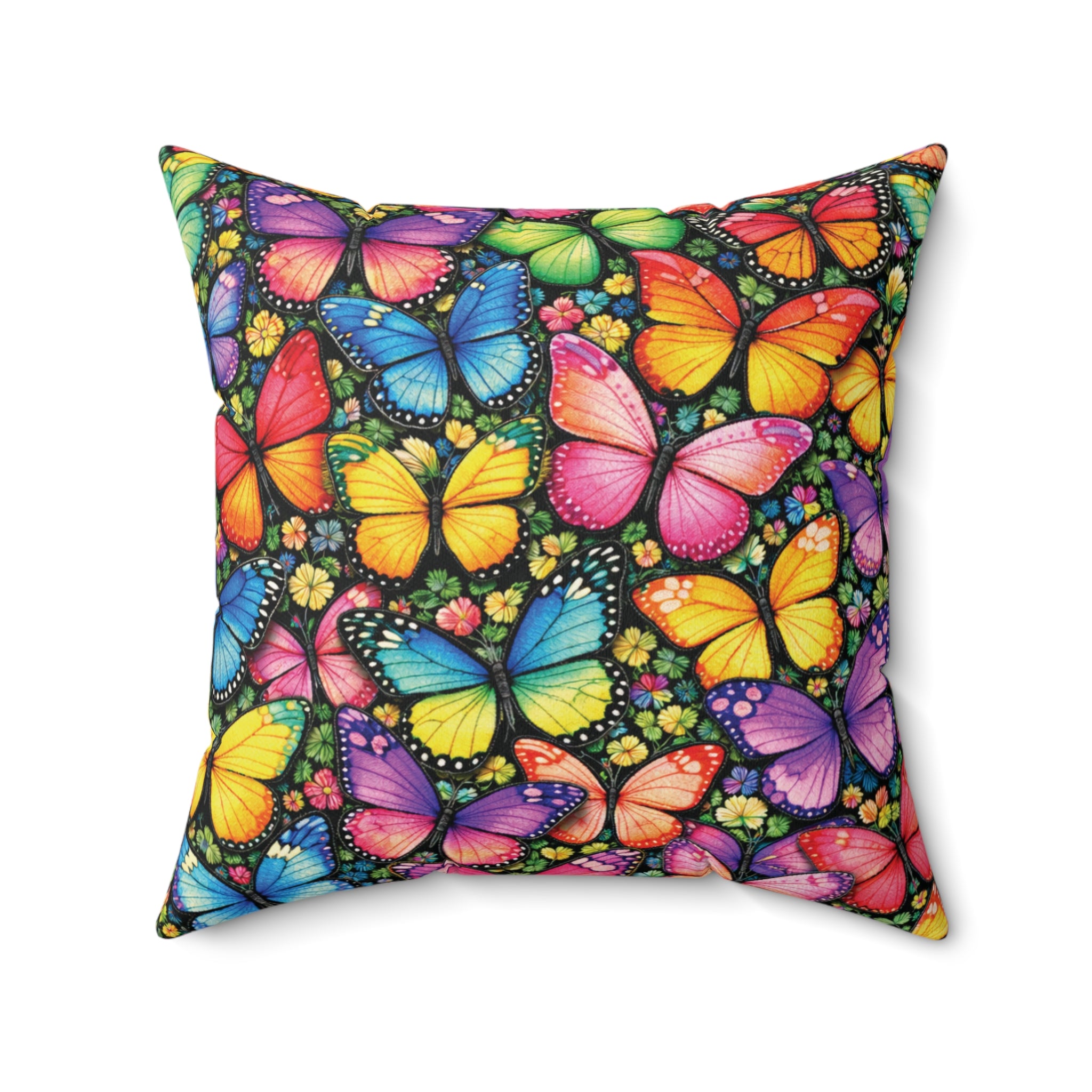 Bright Beautiful Butterflies Square Pillow Spring Office Throw