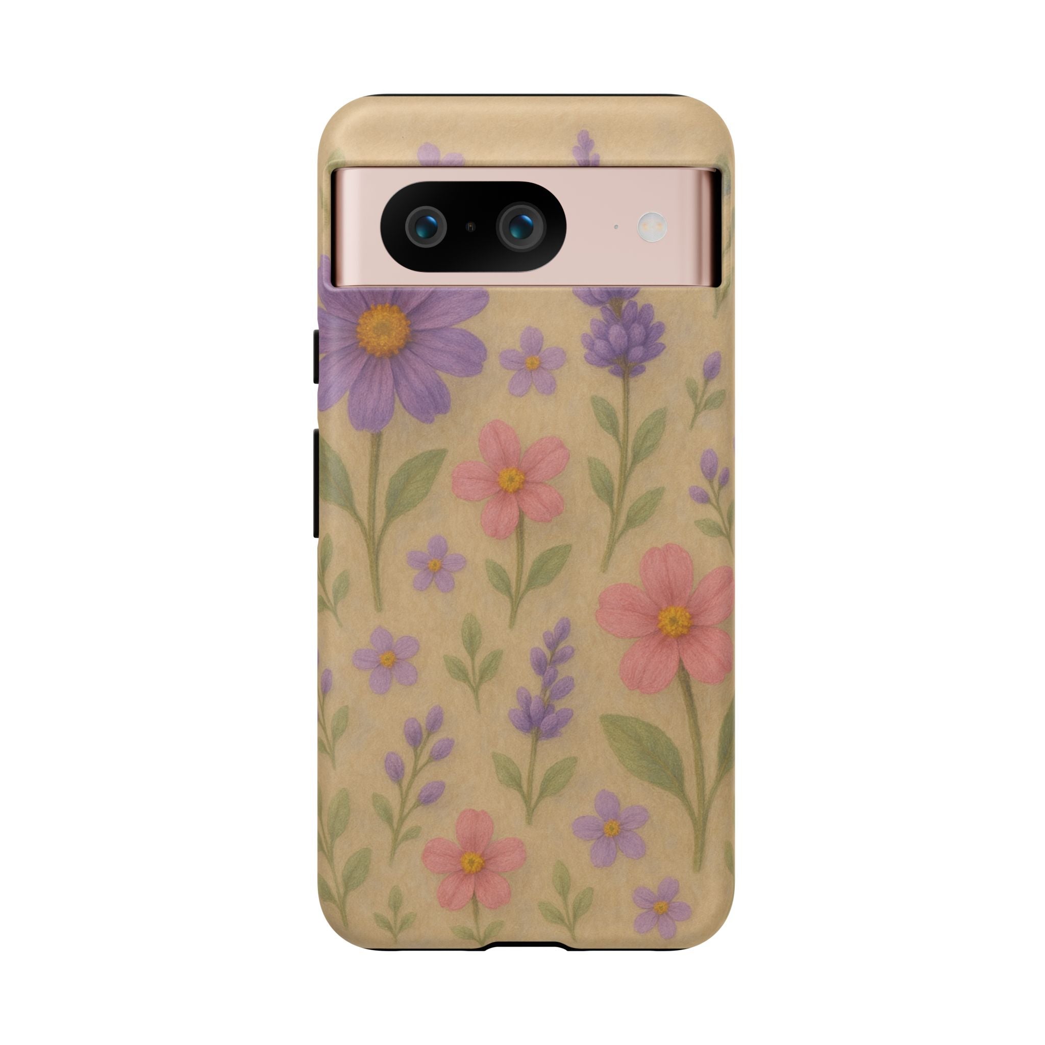 3D Illusion Wildflower Phone Case Cute Pastel Floral Design in Lavender, Pink, Mint Green – Aesthetic Protective Case for iPhone and  Android