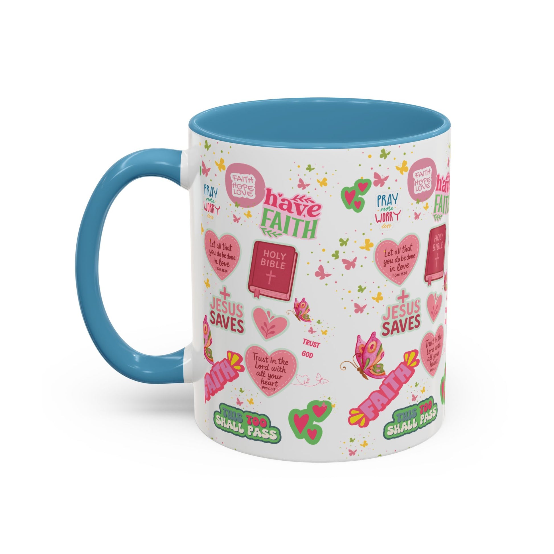 Start Your Day with Faith | Christian Mug with Bible Verse | Inspirational Gift for Christians | 11oz and 15oz Ceramic Coffee Mug Cozy Spring Mornings