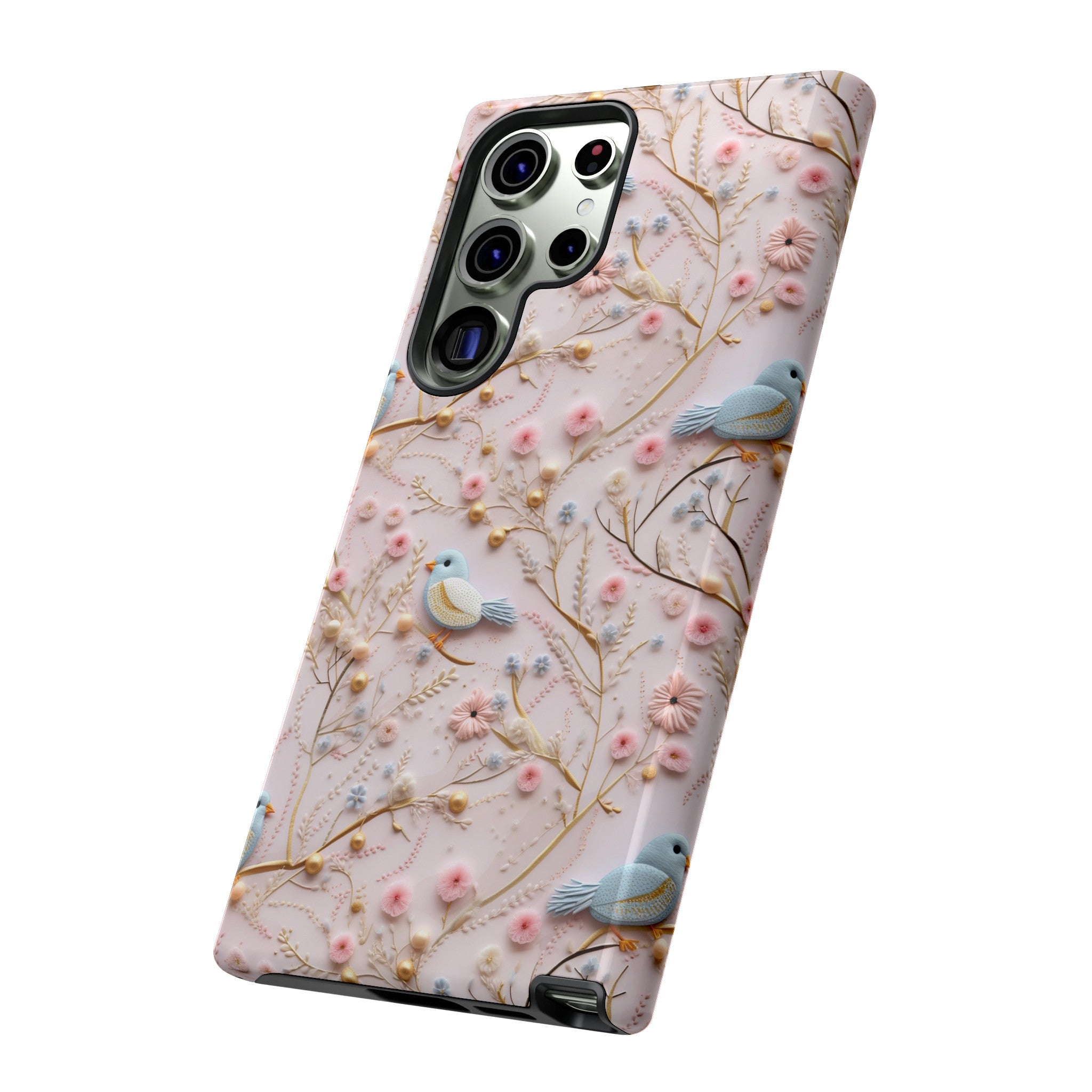 3D Birds Elegant Faux Flowers Phone Case Stylish & Durable for iPhone Samsung Gift iPhone 15, 14, 13 Samsung Pixel Gift for Mom Accessory Gift for Her