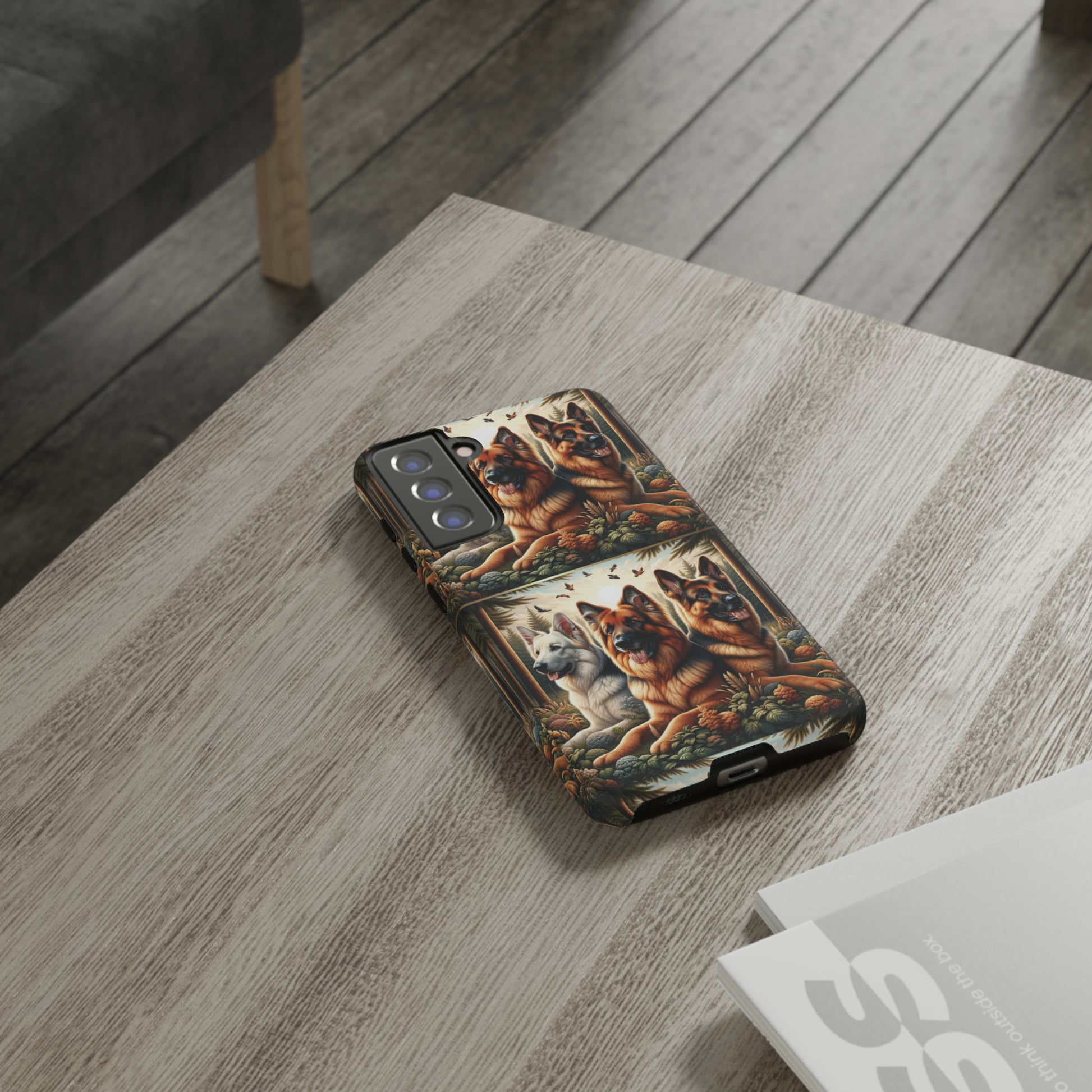 German Shepherd Phone Tough Case Floral Elegant Durable Dog Lover Devices iPhone 15, Samsung iPhone Samsung Accessory Gift for Her.