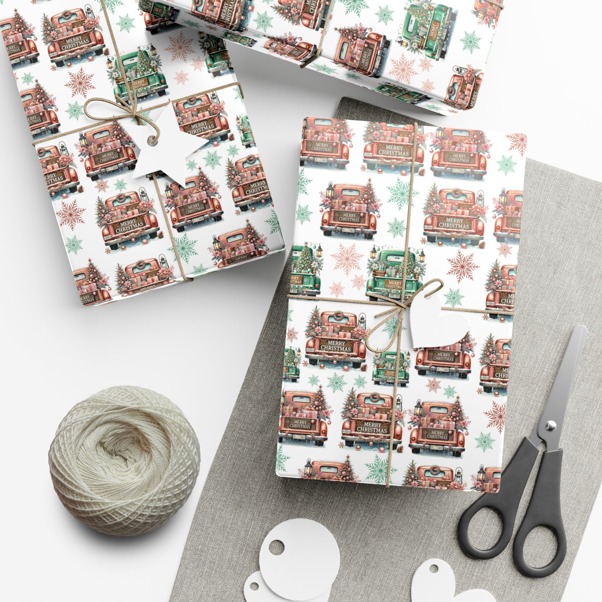 Charming Pink & Mint Green Christmas Pickup Gift Wrap Paper – Festive and Unique Holiday Wrapping, Perfect for Adding a Playful Touch to Your Gifts - MRSBYVALLE