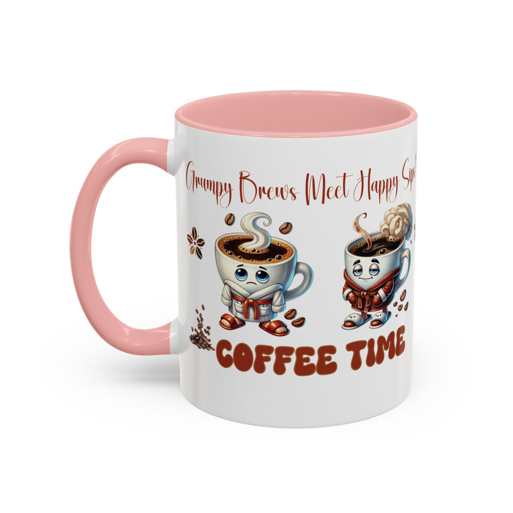 Grumpy Brews Meet Happy Sips Ceramic Mug - Funny Coffee Cup, Cute Tea Mug, Sarcastic Drinkware, Unique Gift, Kitchen Decor Accent Coffee Mug (11, 15oz) - MRSBYVALLE