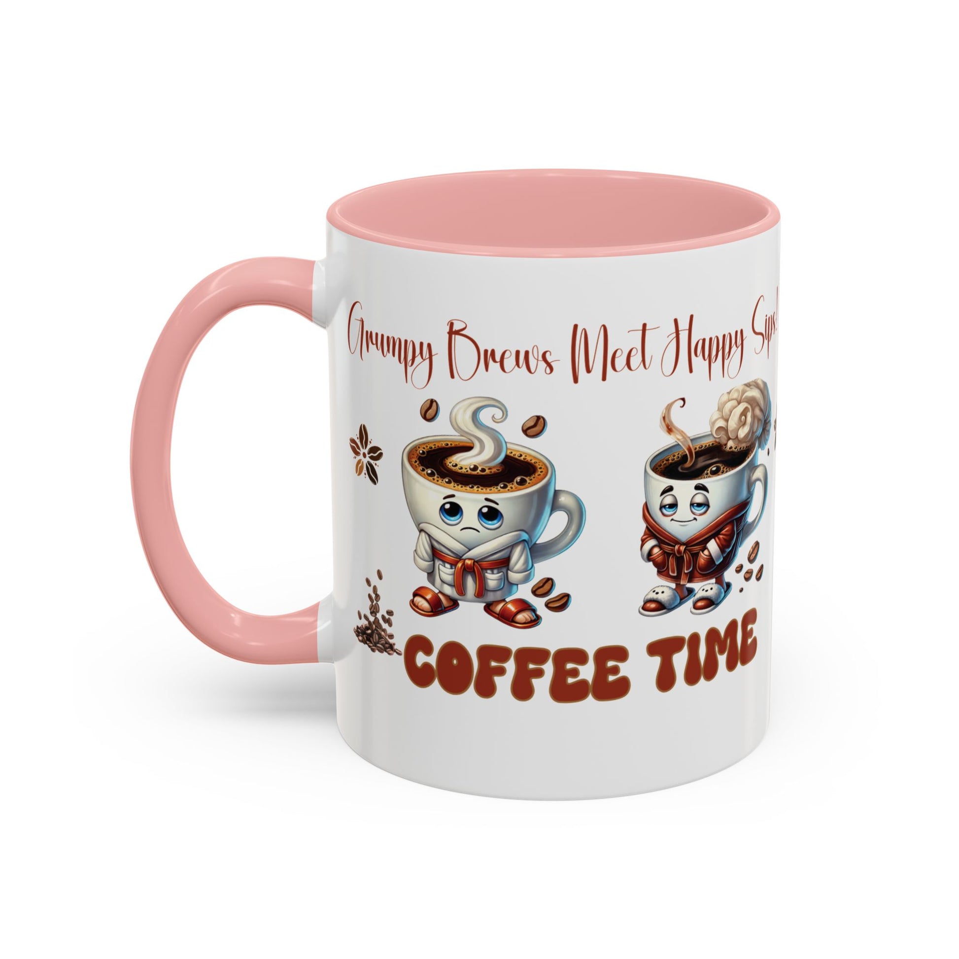 Grumpy Brews Meet Happy Sips Ceramic Mug - Funny Coffee Cup, Cute Tea Mug, Sarcastic Drinkware, Unique Gift, Kitchen Decor Accent Coffee Mug (11, 15oz) - MRSBYVALLE
