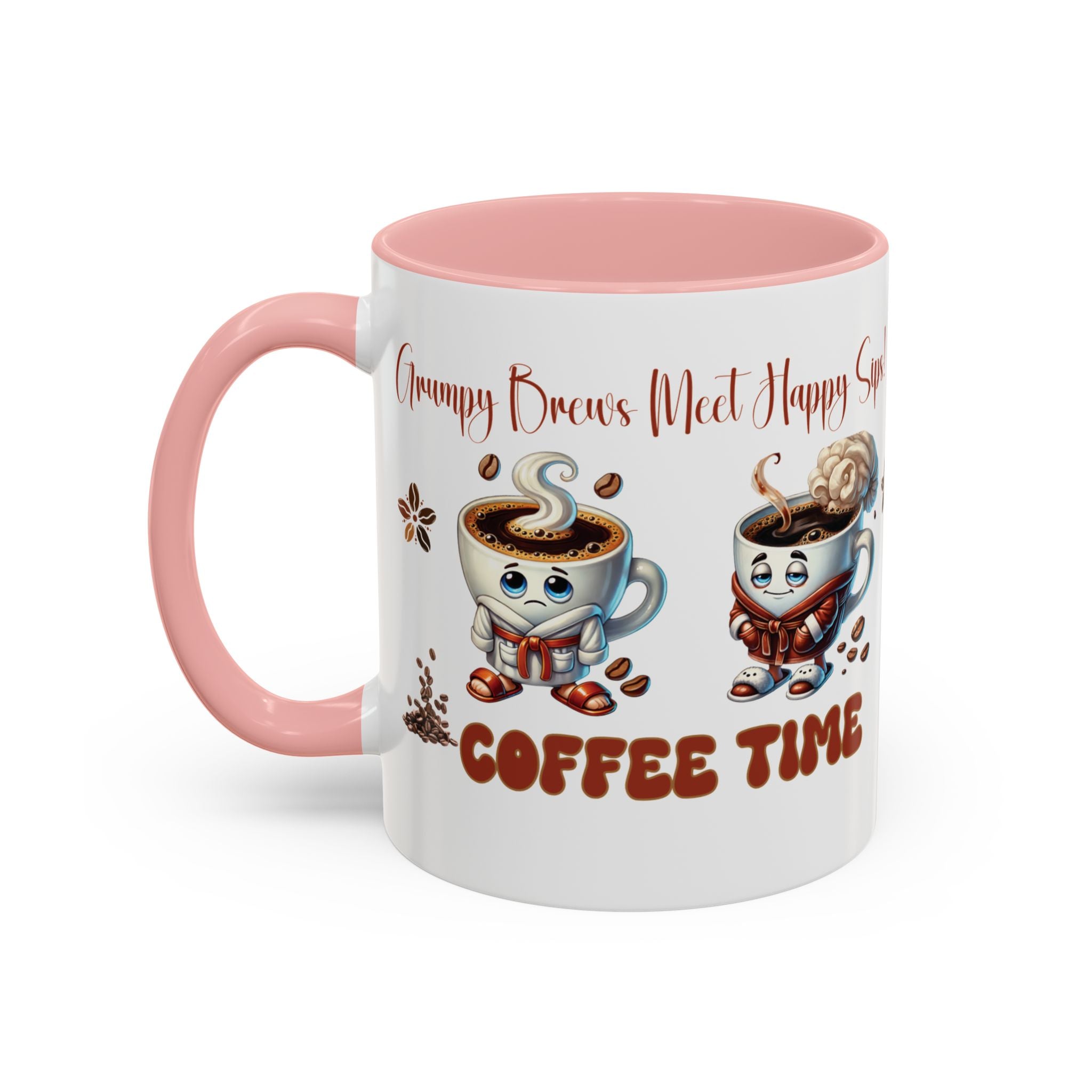 Grumpy Brews Meet Happy Sips Ceramic Mug - Funny Coffee Cup, Cute Tea Mug, Sarcastic Drinkware, Unique Gift, Kitchen Decor Accent Coffee Mug (11, 15oz) - MRSBYVALLE