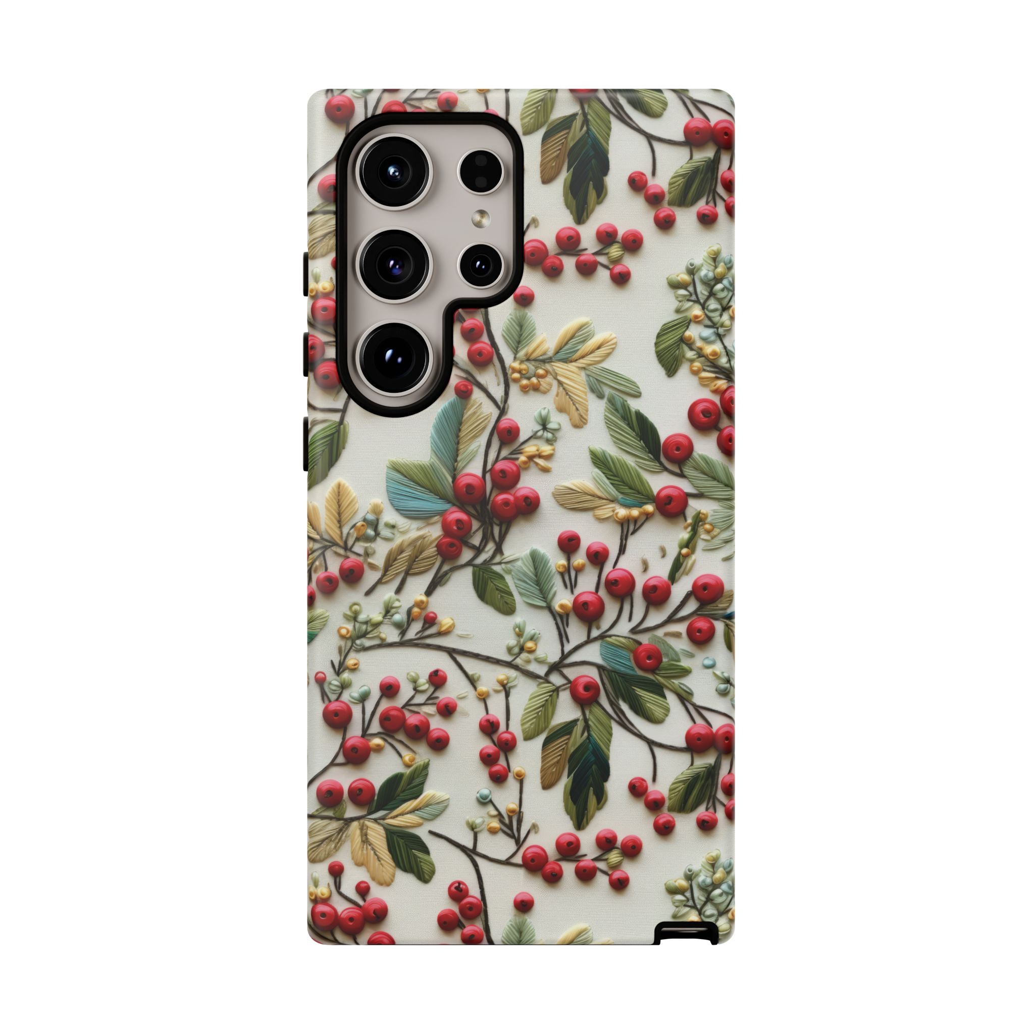Holly Christmas Wildflowers Boho Chic Design Phone Case - Stylish, Protective Cover for All Models Gift for Mom Accessory Gift for Her