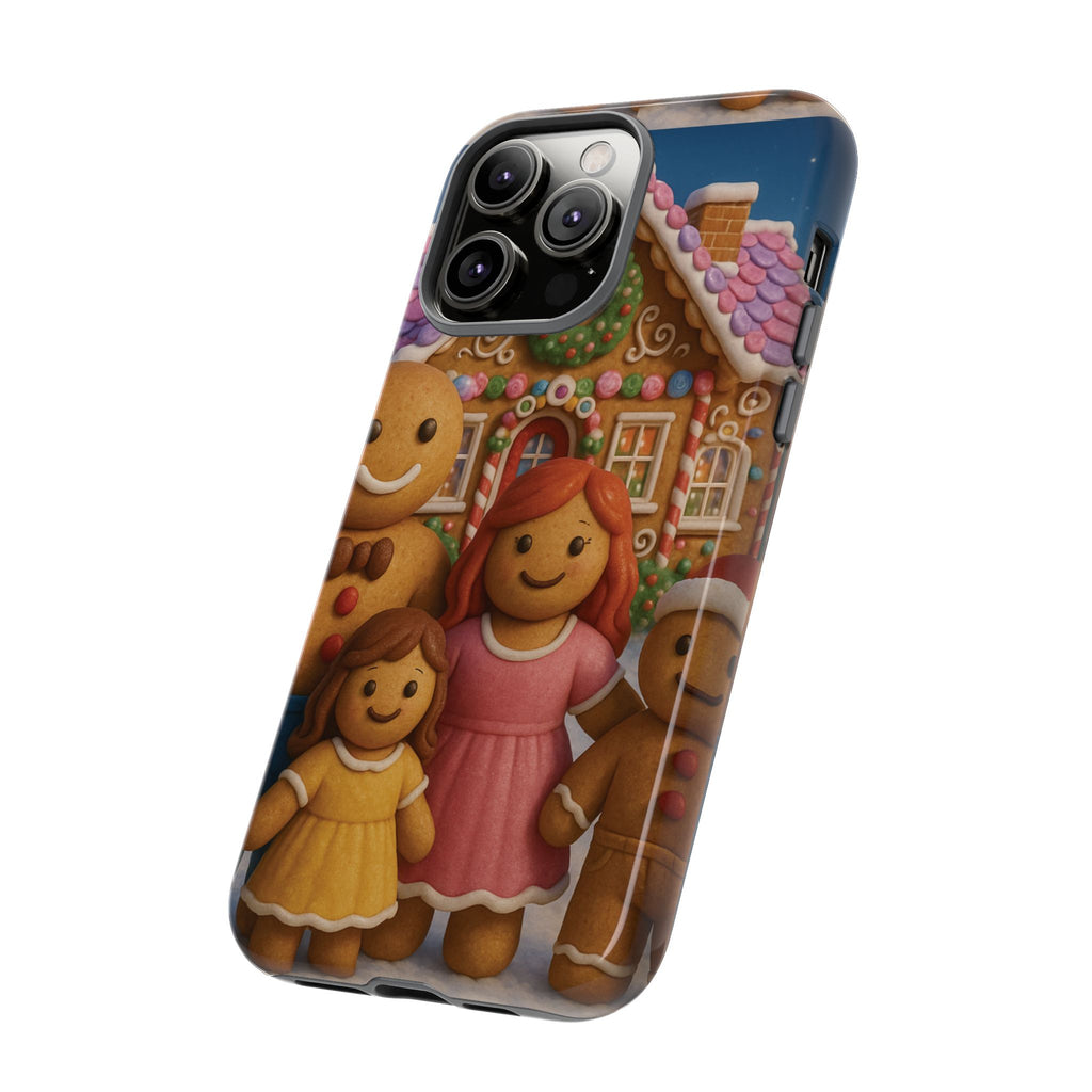 Coque de téléphone esthétique Famille en Pain d'Épices – Design d'inspiration vintage sur le thème de Noël – Étui stylé pour modèles iPhone et Samsung Galaxy