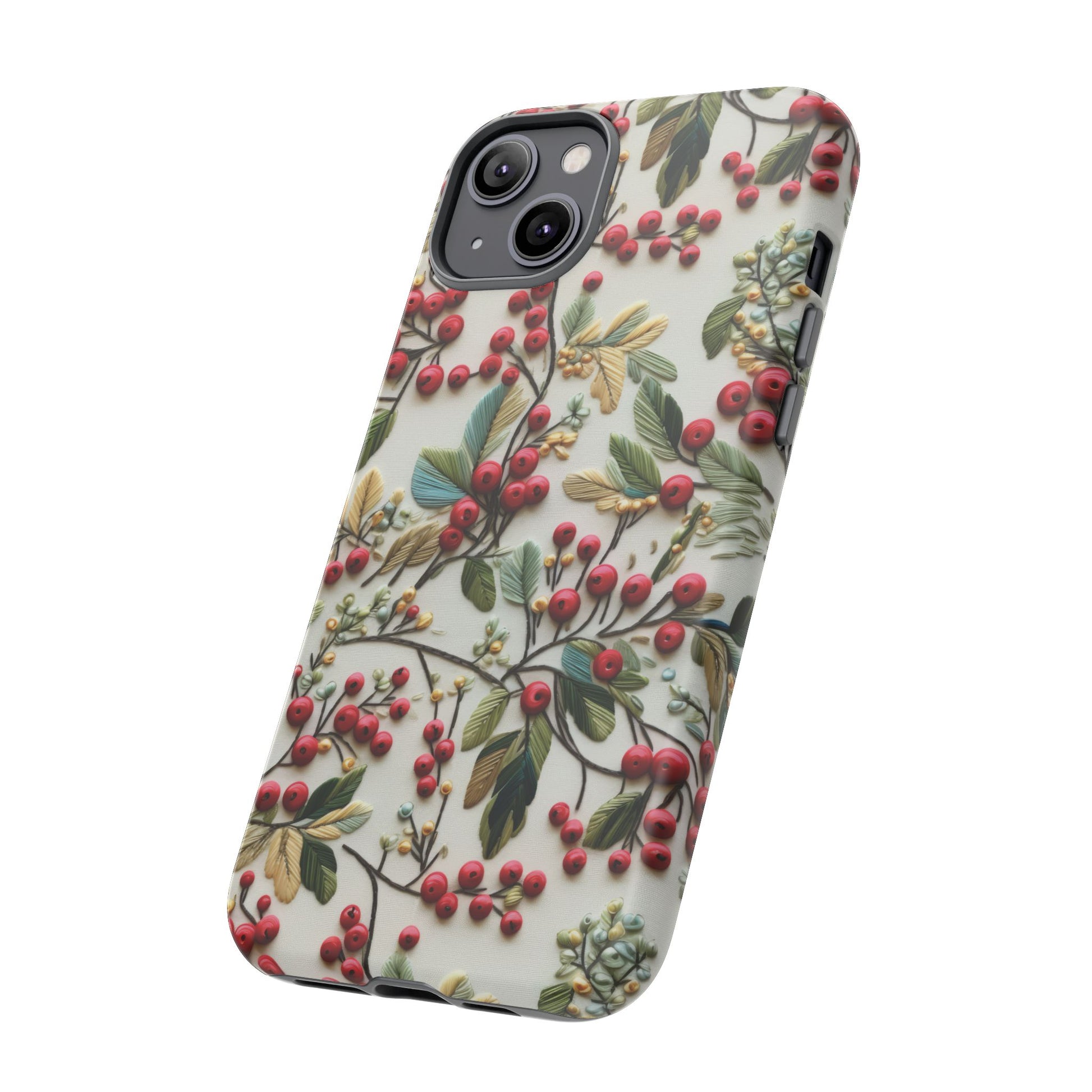 Holly Christmas Wildflowers Boho Chic Design Phone Case - Stylish, Protective Cover for All Models Gift for Mom Accessory Gift for Her
