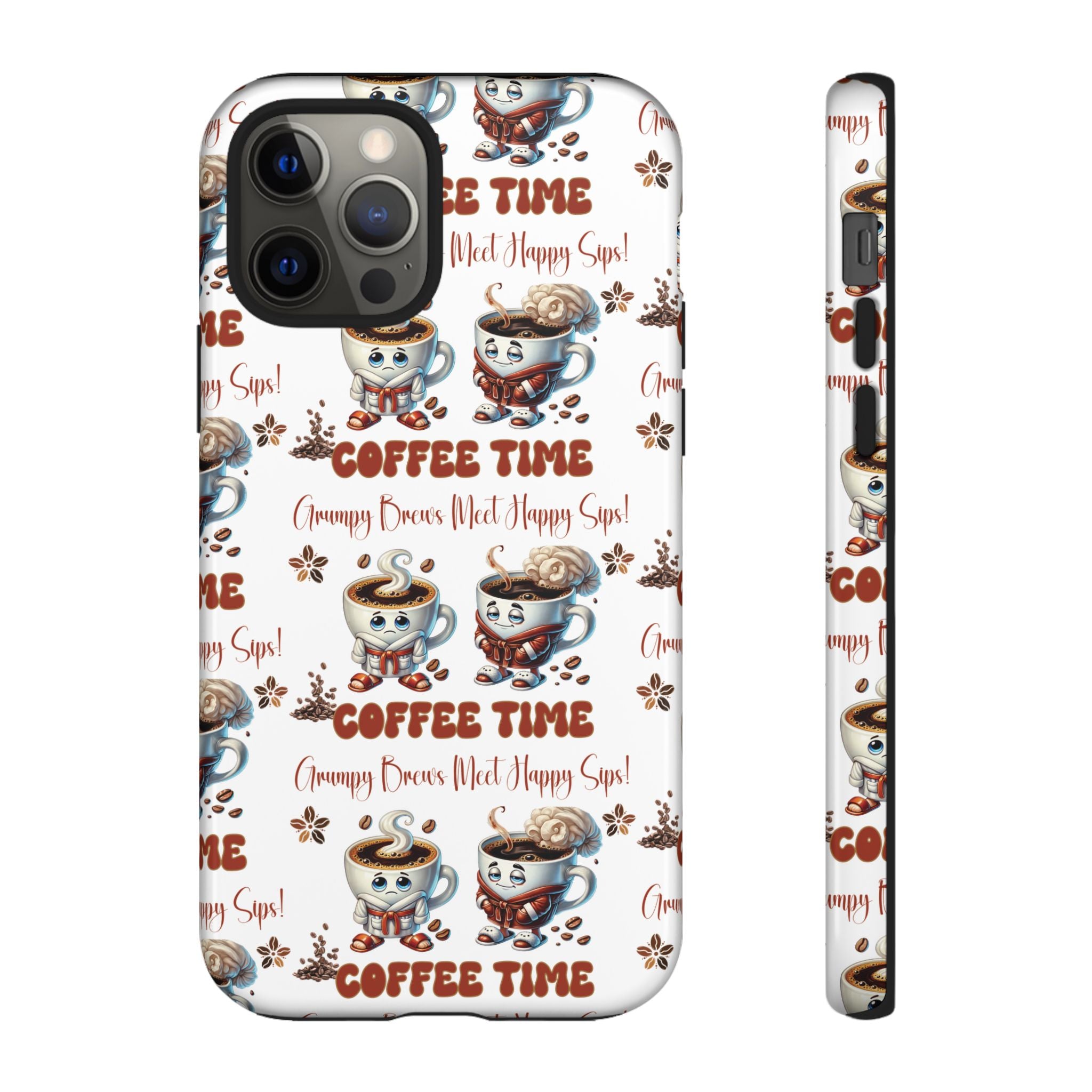 Grumpy Brews Meet Happy Sips Phone Case Compatible with iPhone, Samsung & Pixel | Fun, Durable Protection for Coffee Lovers | Unique Design, Shockproof & Scratch-Resistant Perfect for Coffee Lover - MRSBYVALLE