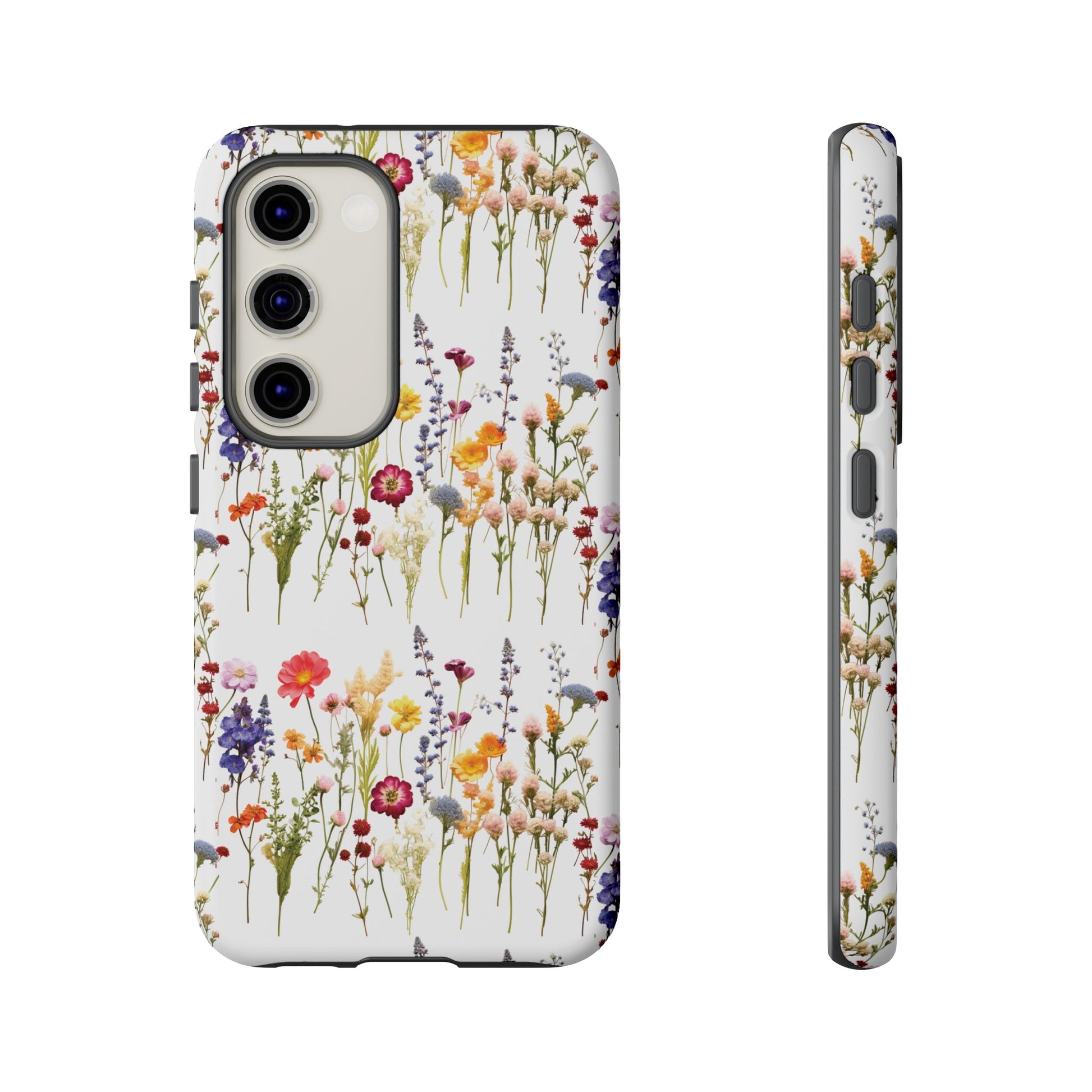 White Best Phone Case Press Flowers Floral 3D Illusion Luxury Tough Case Floral Elegant Durable Stylish for Modern Devices iPhone 17, 16, 15, Samsung iPhone Samsung Accessory Gift for Her