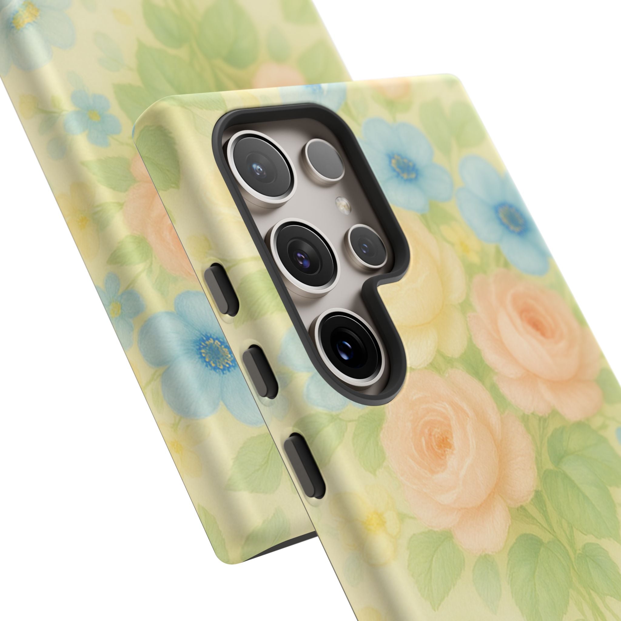 Pastel Yellow Vintage Floral Phone Case  Romantic Cottagecore Aesthetic, Soft Botanical Design, Protective Gift for Her, Fits iPhone & Samsung Models