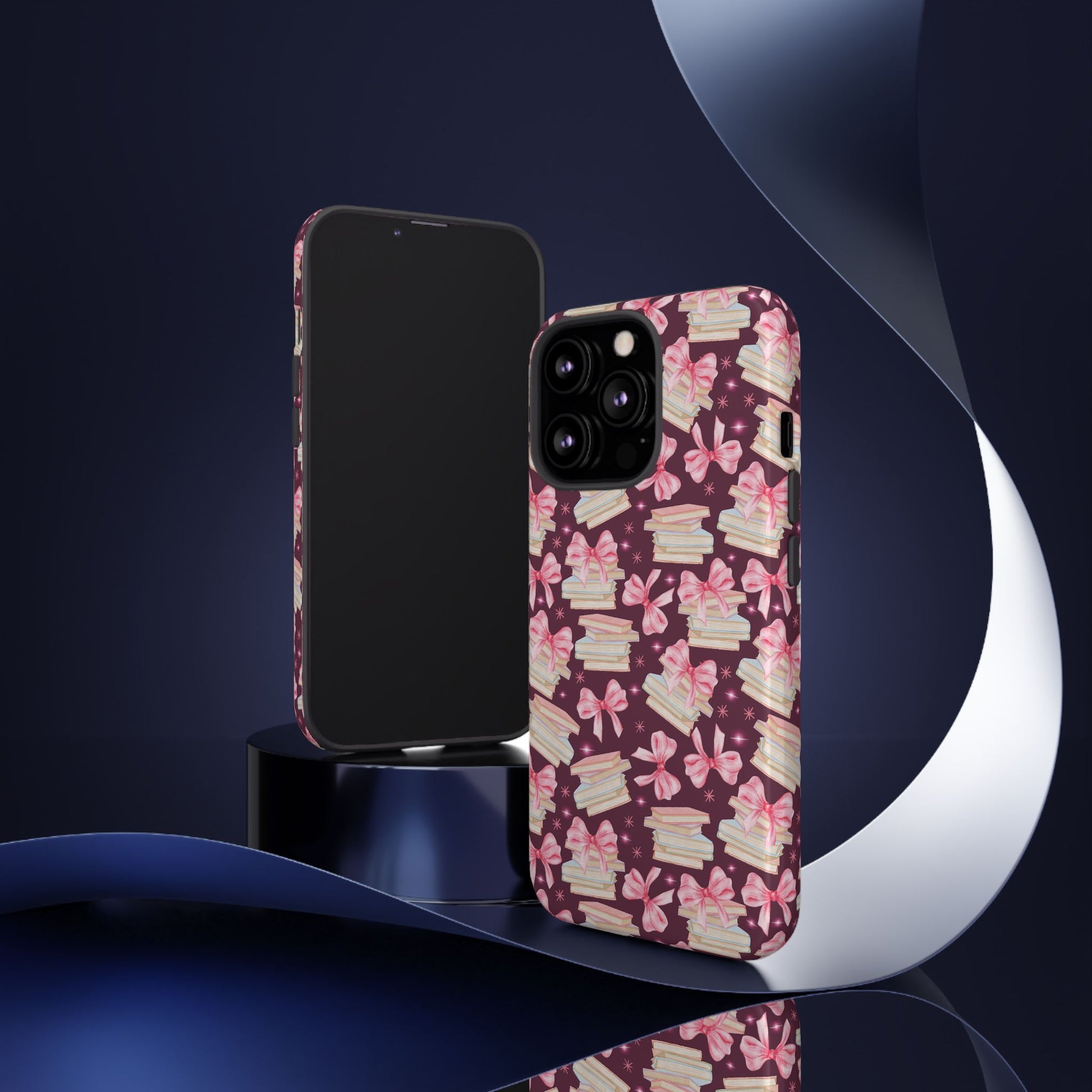 Coquette Pink Bows & Books Phone Case for iPhone 16 15 14 13 12  21 23 Samsung, and Pixel | Stylish Protective Cover Gift for Her Perfect for Floral Lover