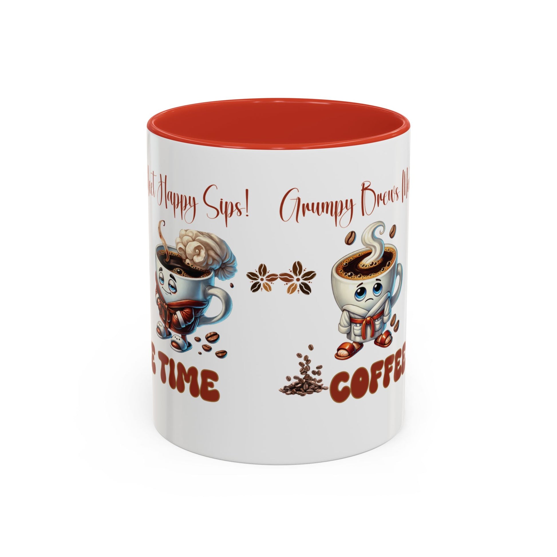 Grumpy Brews Meet Happy Sips Ceramic Mug - Funny Coffee Cup, Cute Tea Mug, Sarcastic Drinkware, Unique Gift, Kitchen Decor Accent Coffee Mug (11, 15oz) - MRSBYVALLE