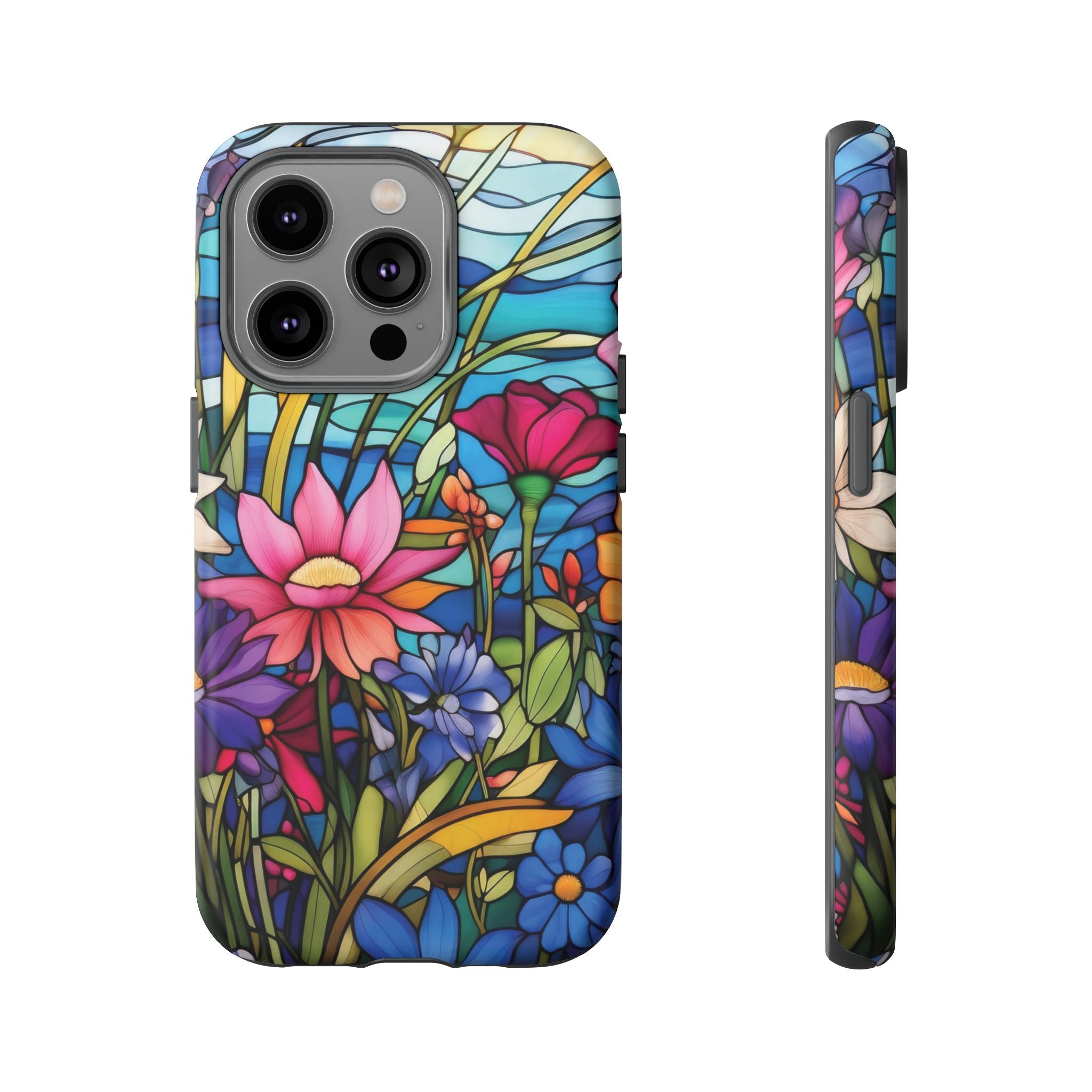 Wildflowers Stain Glass Illusion Phone Case Unique Holiday Protection for Your Device | Stylish & Durable Cover Gift for Her Phone 15, Samsung iPhone Samsung Accessory Gift for Her