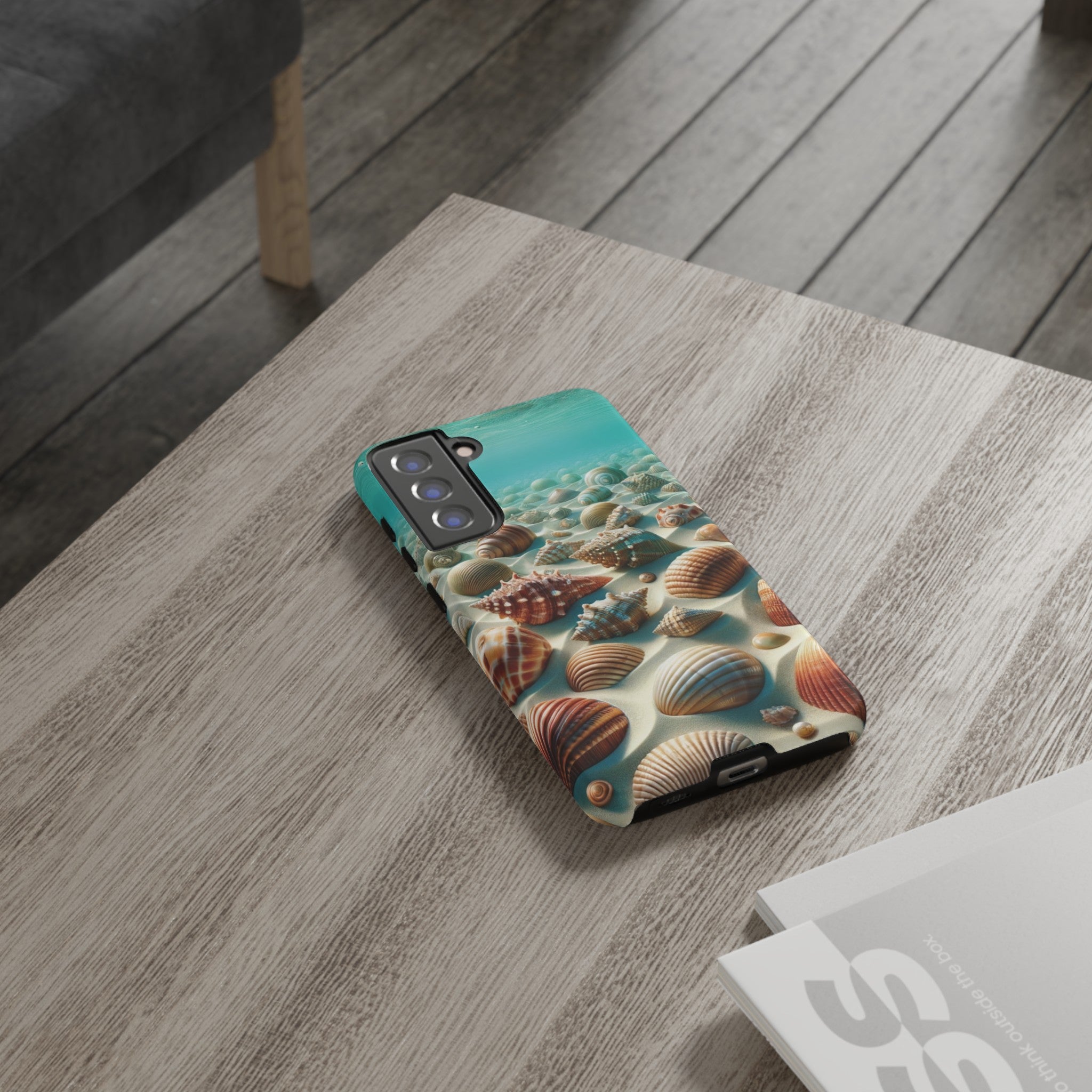 Plush Ocean Bliss Turquoise Seashell Ocean Beach View Protective Phone Case Gift for Her Phone 15, Samsung iPhone Samsung Gift for Her Case iPhone 15, Samsung iPhone Samsung Accessory Gift for Her.