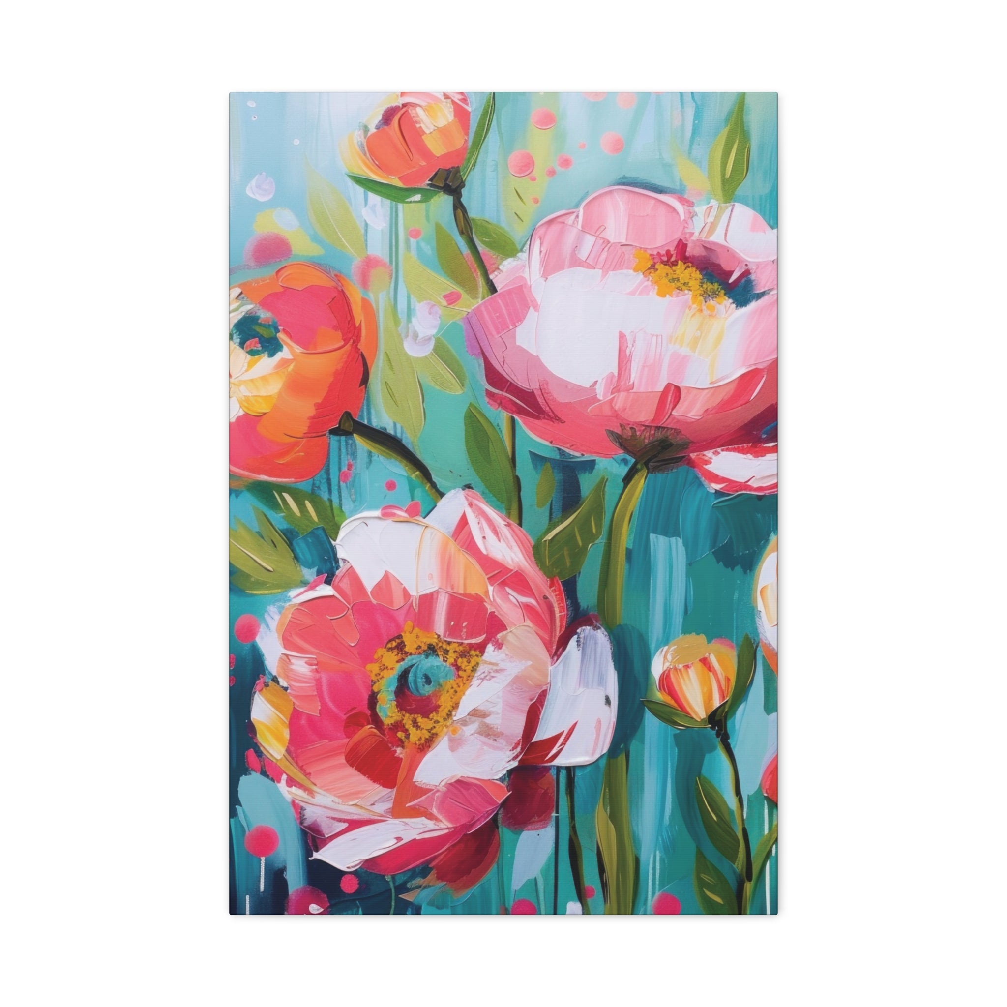Unique Boho Floral Wall Art Matte Canvas Stretched, Vibrant Botanical Design, Perfect for Living Room, Bedroom, or Office Decor, Adds a Stylish Touch to Any Space - MRSBYVALLE