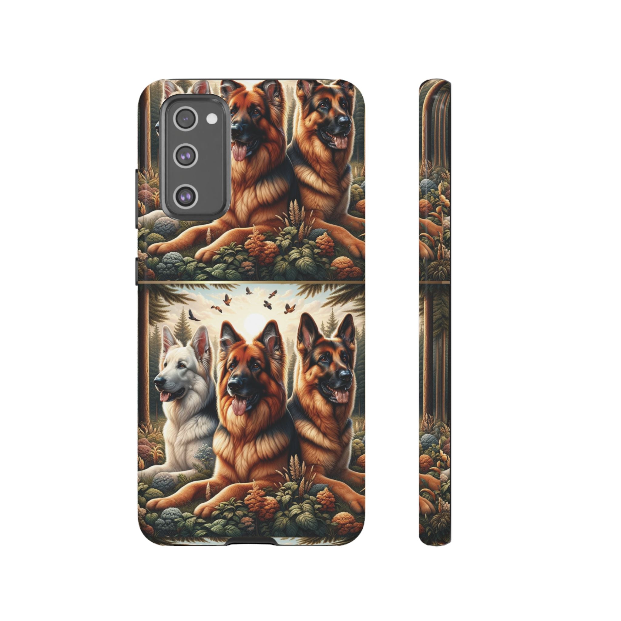 German Shepherd Phone Tough Case Floral Elegant Durable Dog Lover Devices iPhone 15, Samsung iPhone Samsung Accessory Gift for Her