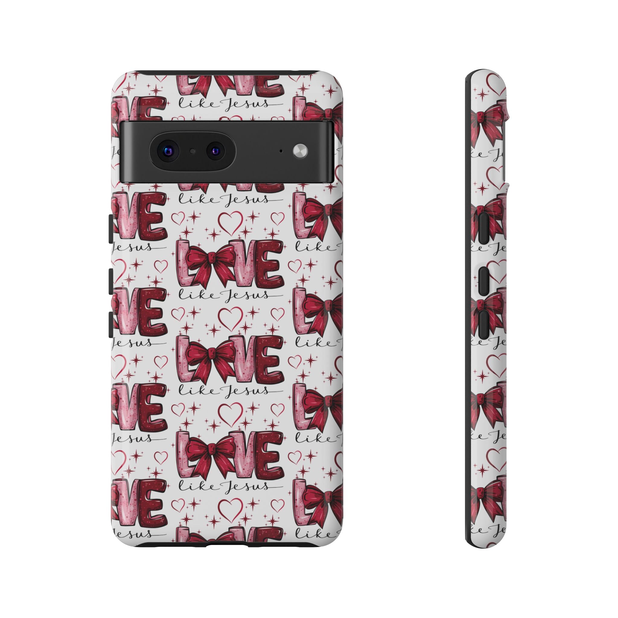 Love Like Jesus Red Bows and Hearts—Tough, Faithful Phone Cases & Religious iPhone Accessories: Protect Your Device & Show Your Faith