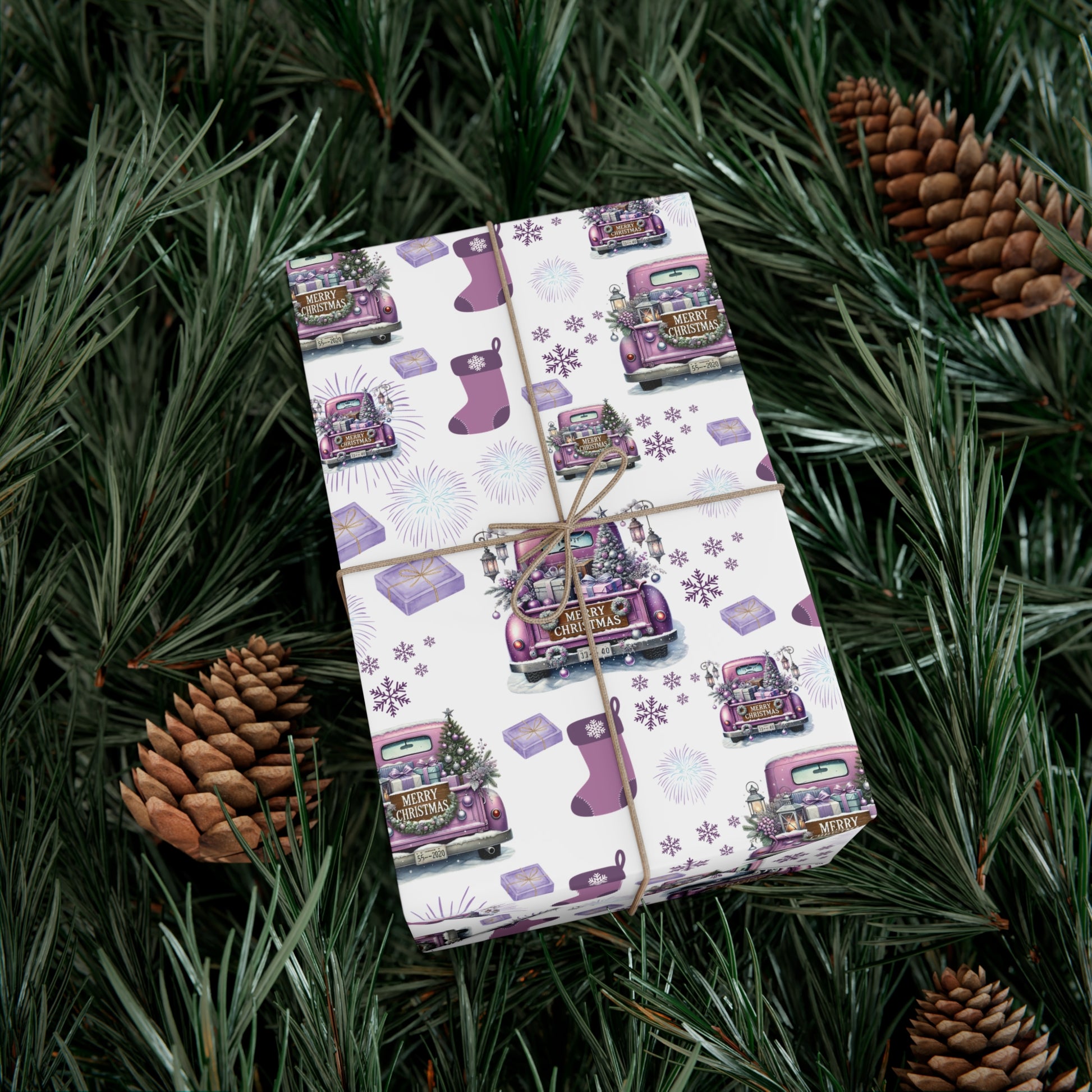 Elegant Lavender Christmas Wrapping Paper Soft Pastel Design with Snowflakes and Sparkling Accents, Perfect for Adding a Unique Touch to Your Holiday Gifts - MRSBYVALLE